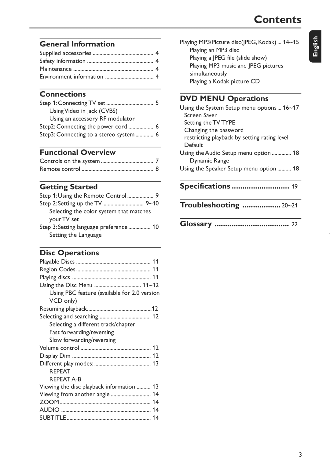 Philips MCD106/94 user manual Contents 