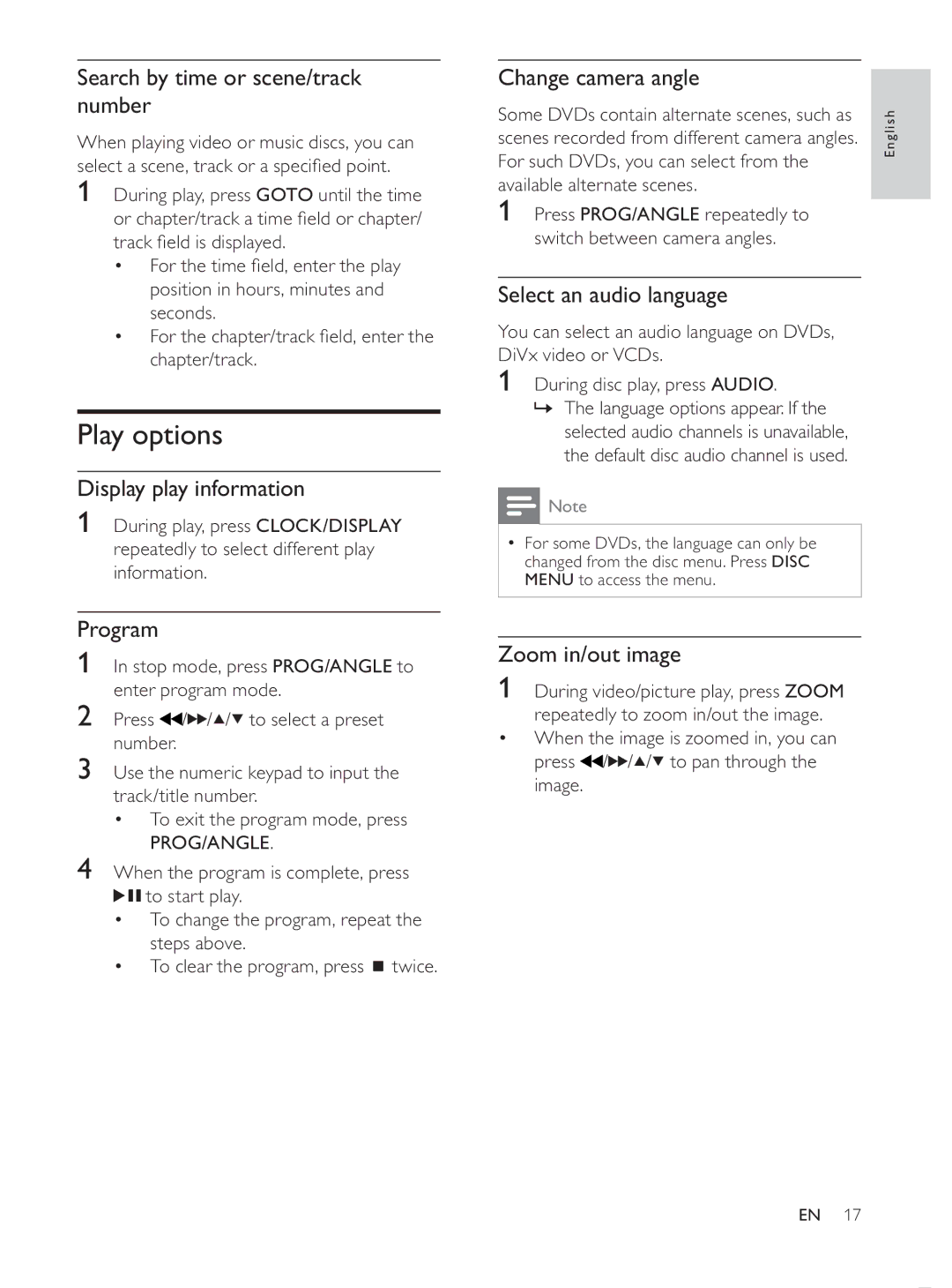 Philips MCD107/98 user manual Play options 