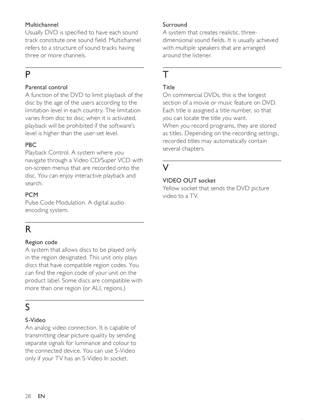 Philips MCD107/98 user manual Pbc, Pcm 