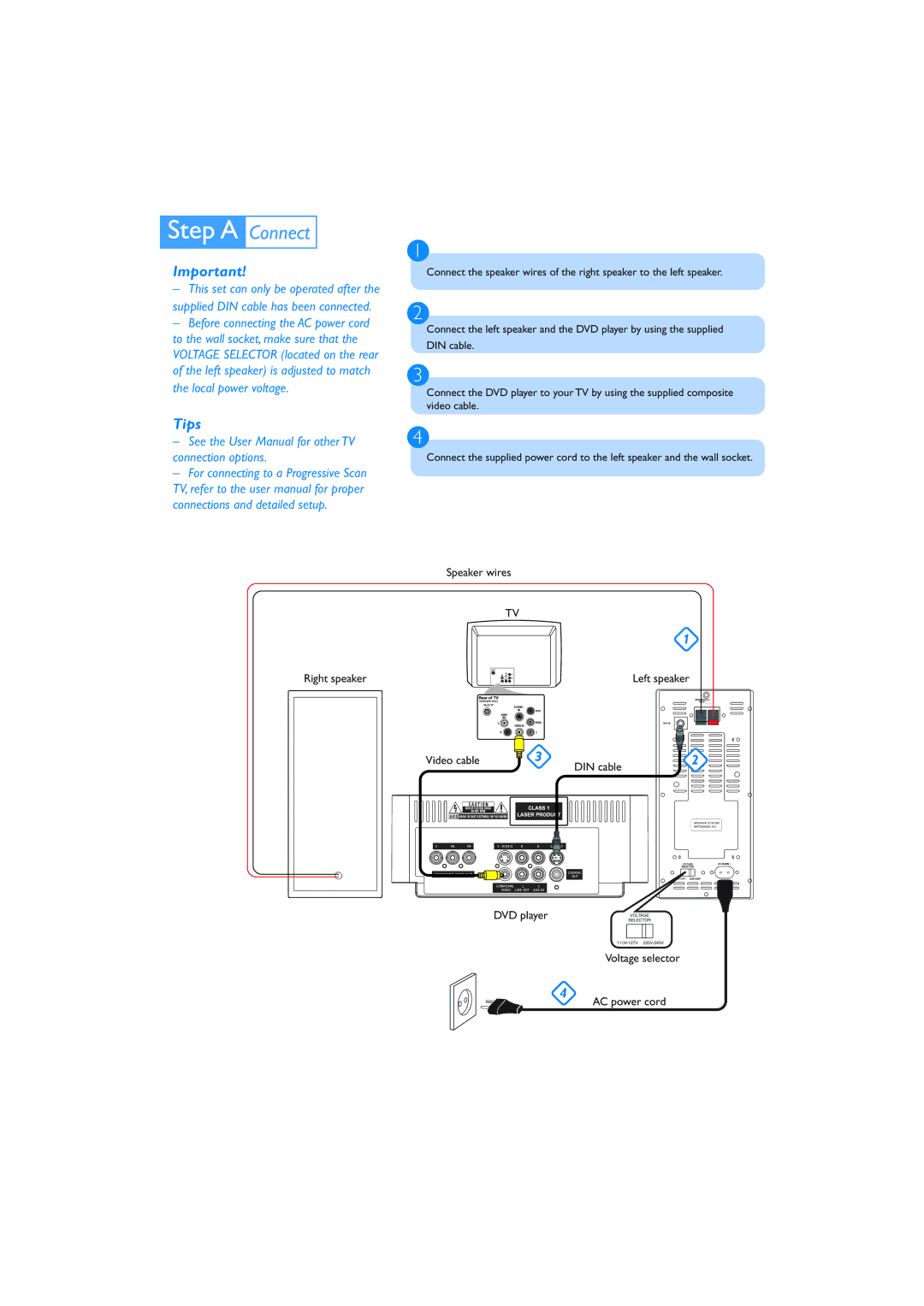 Philips MCD109 quick start Tips, Right speaker 