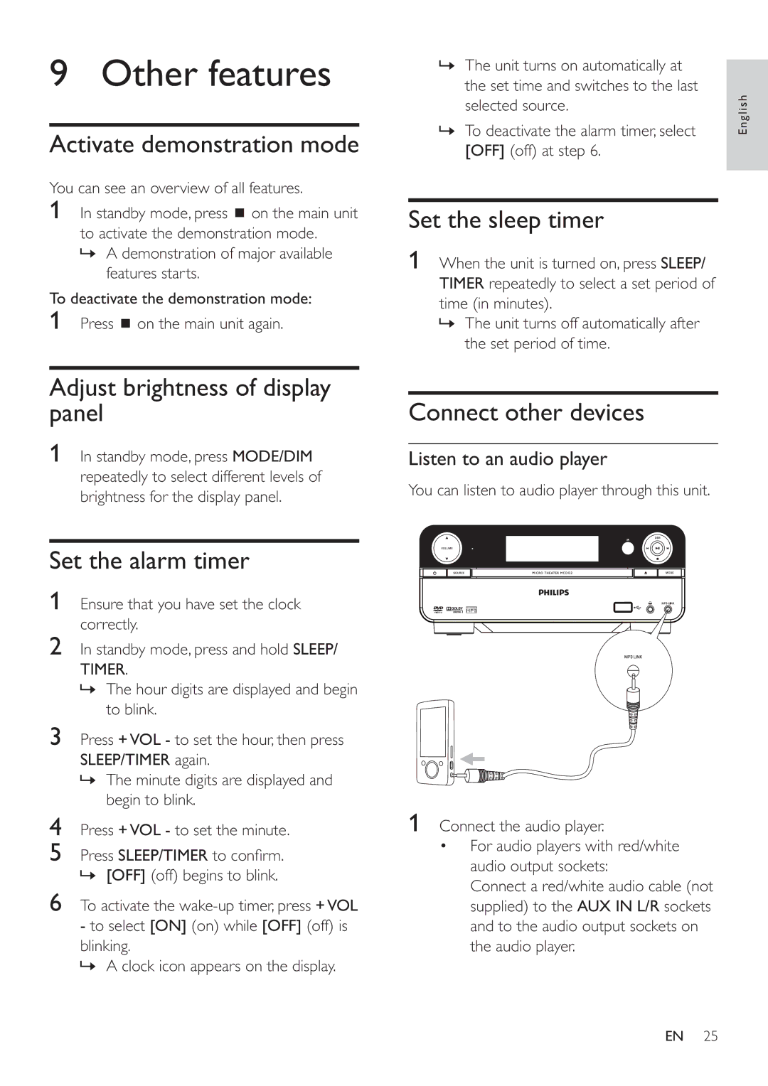 Philips MCD122 user manual Other features 