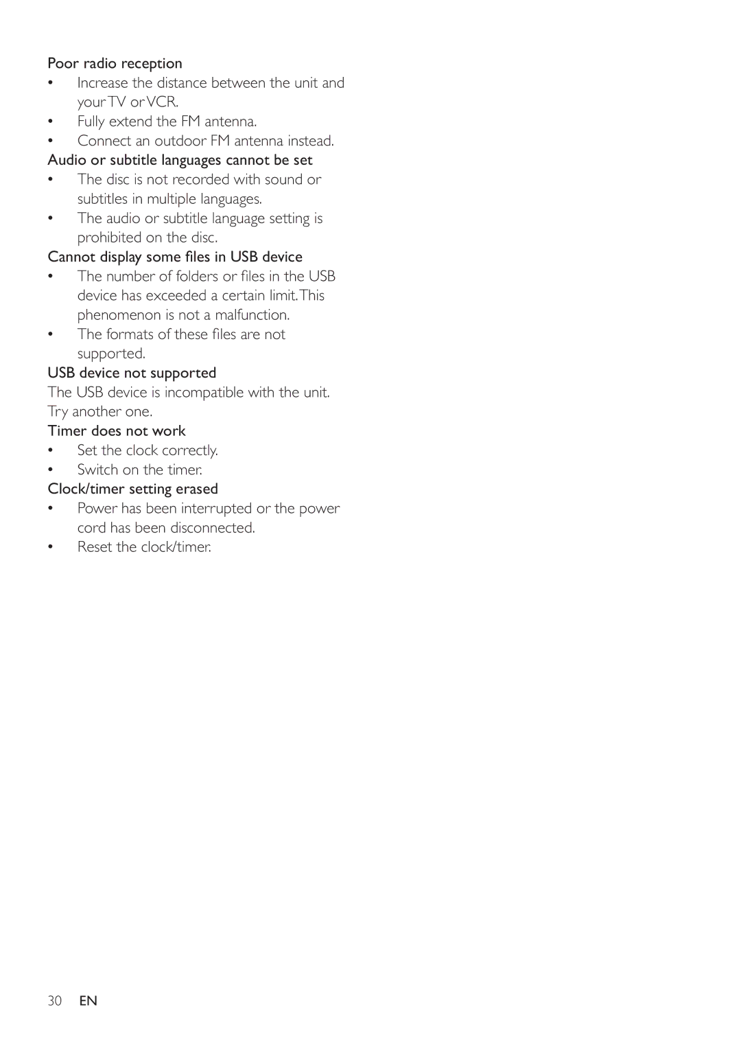 Philips MCD122 user manual Switch on the timer. Clock/timer setting erased 