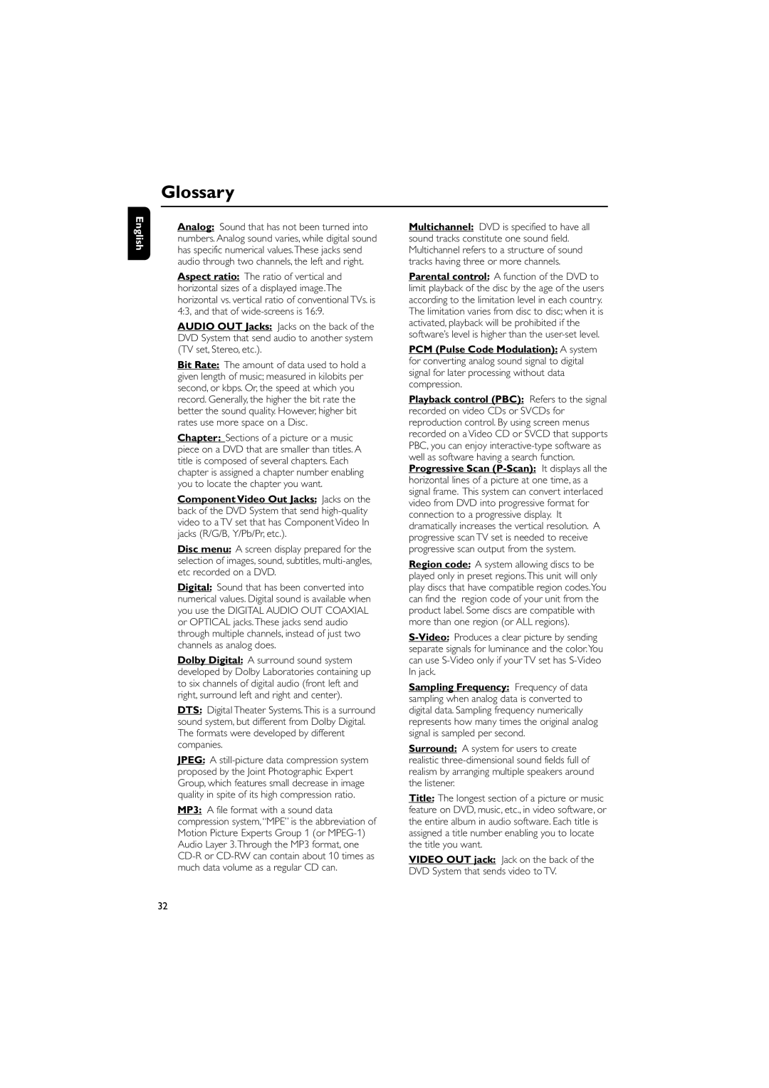 Philips MCD129/93 manual Glossary 