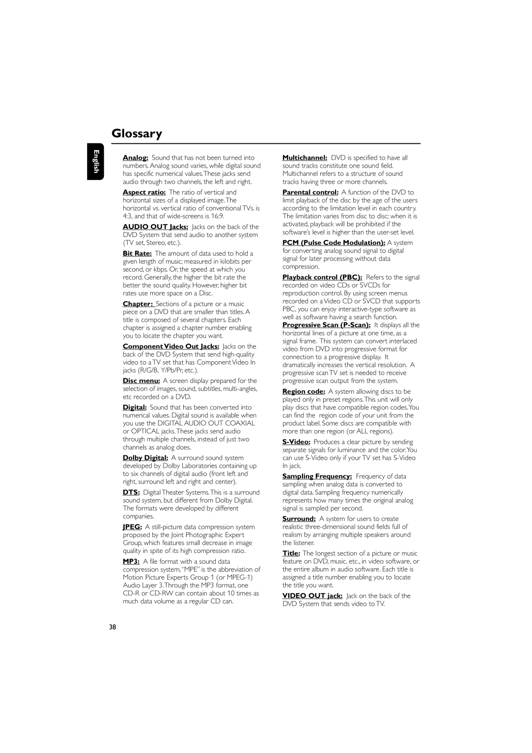 Philips MCD139 owner manual Glossary 