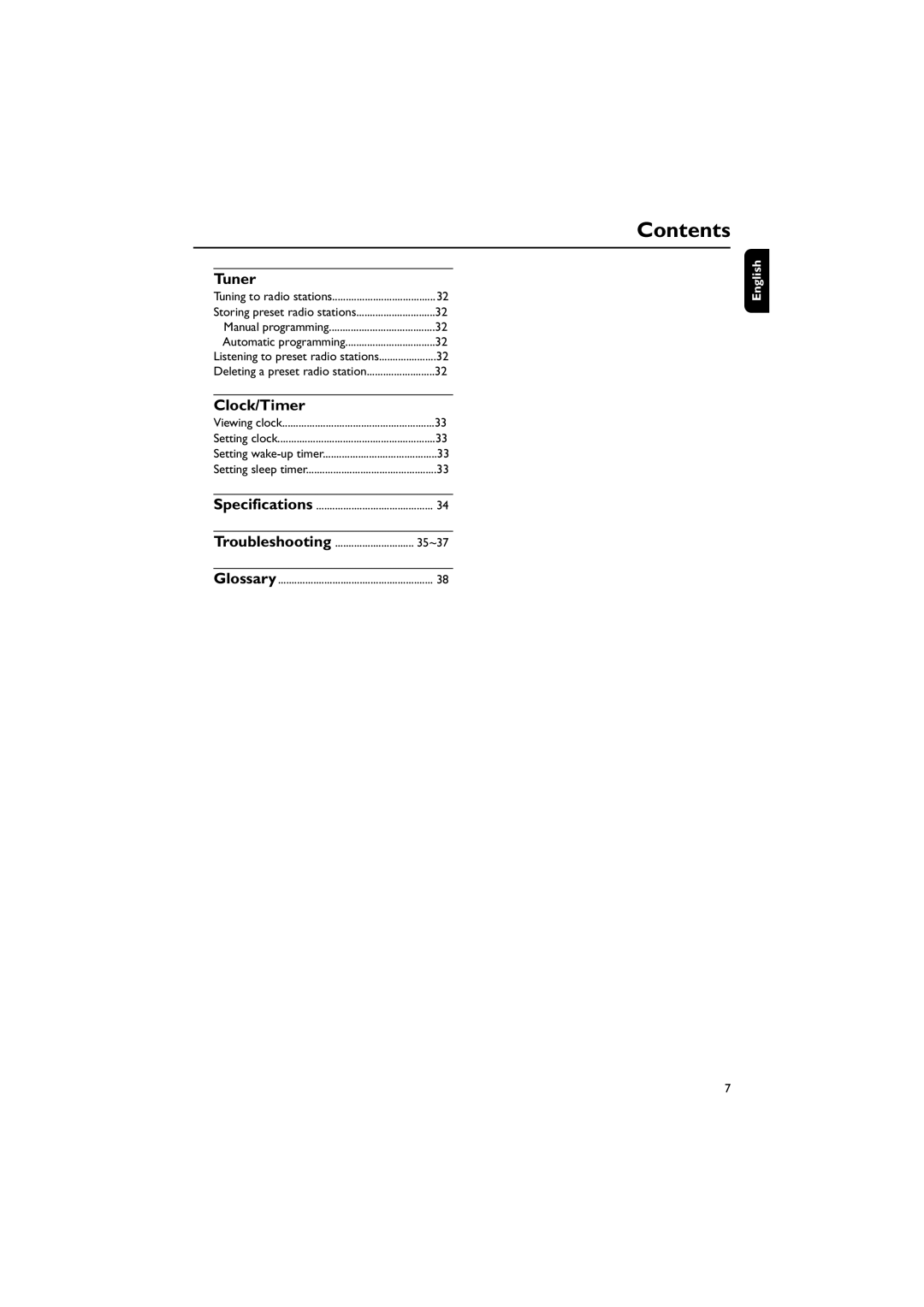 Philips MCD139 owner manual Tuner, Clock/Timer 