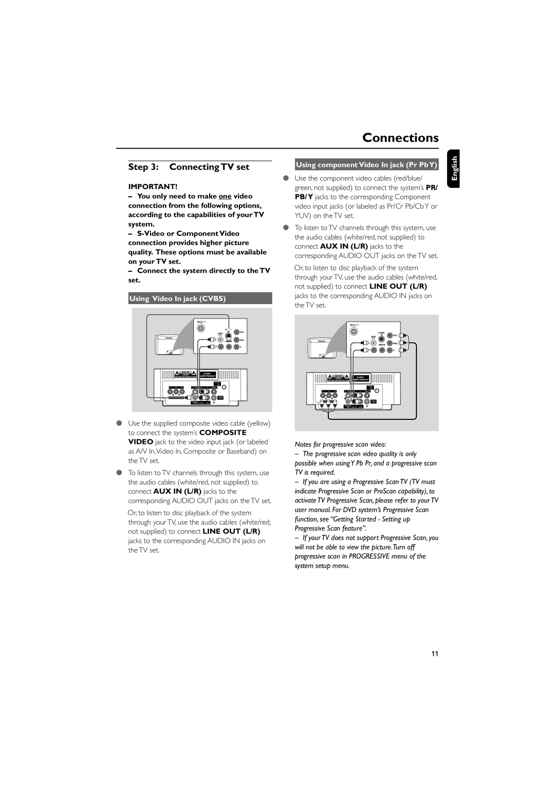 Philips MCD139B owner manual Connecting TV set 