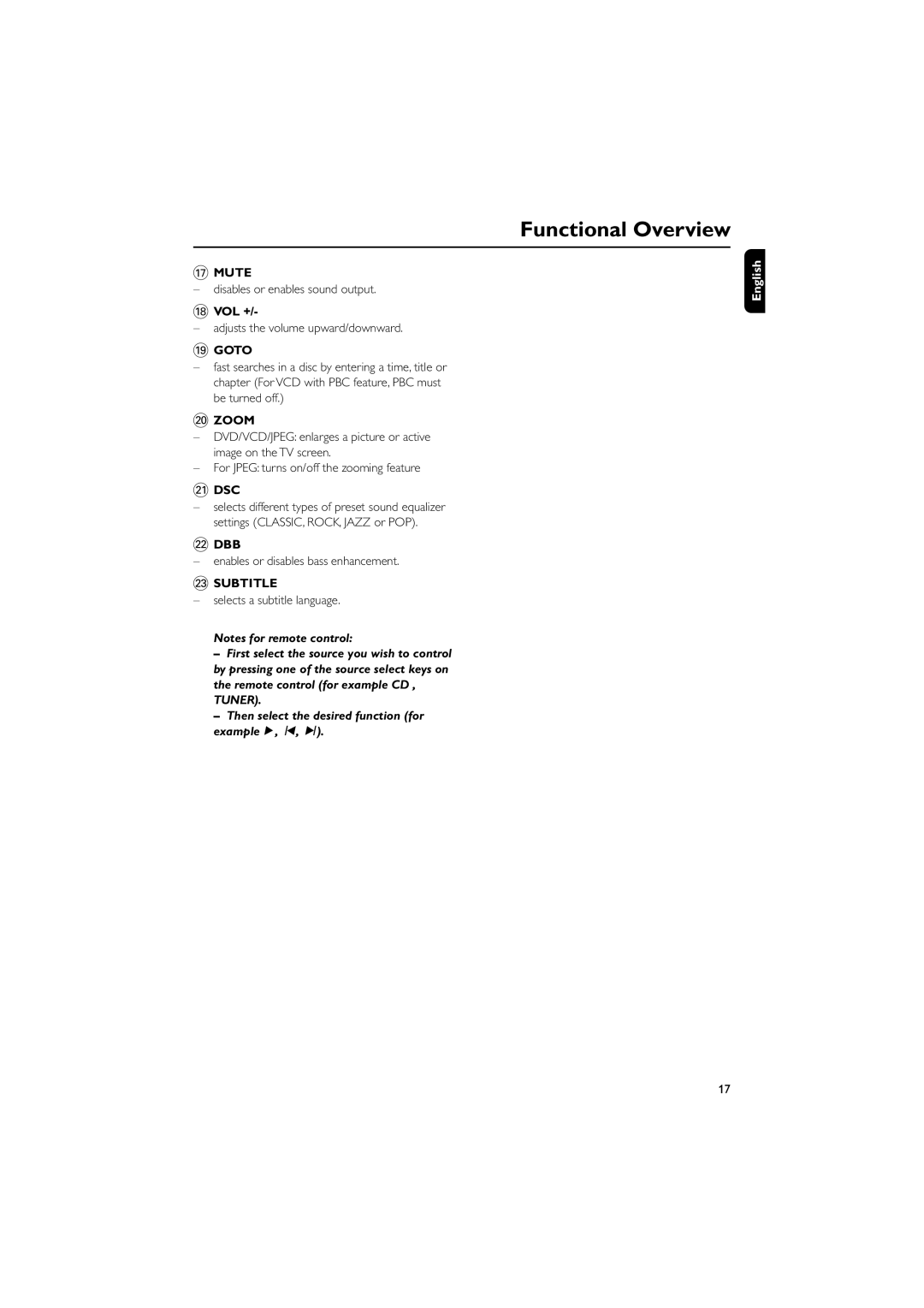 Philips MCD139B owner manual Mute, Goto, Zoom, ¡ Dsc, £ Subtitle 