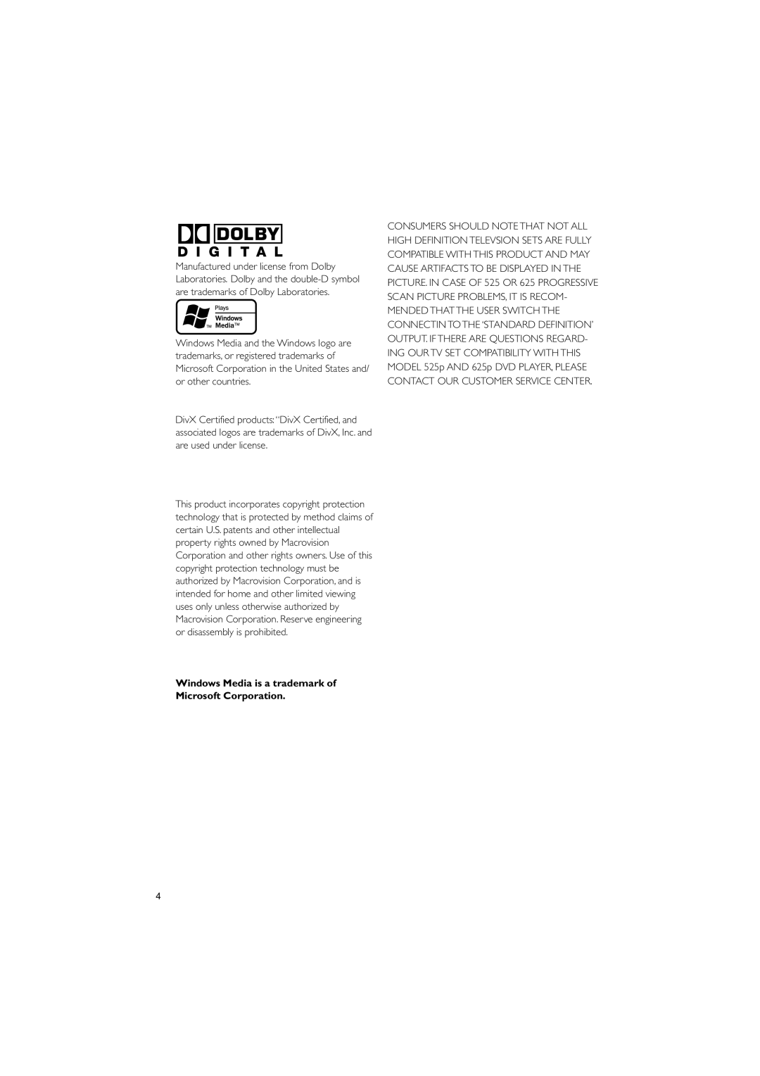 Philips MCD139B user manual Windows Media is a trademark of Microsoft Corporation 