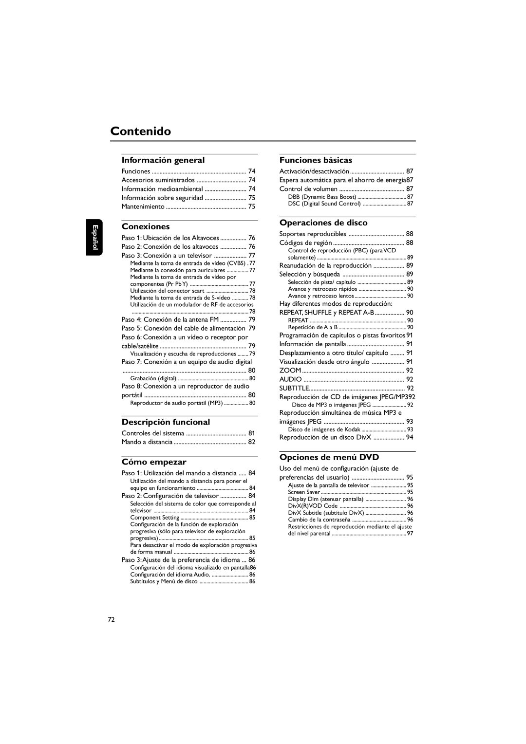 Philips MCD139B user manual Contenido 