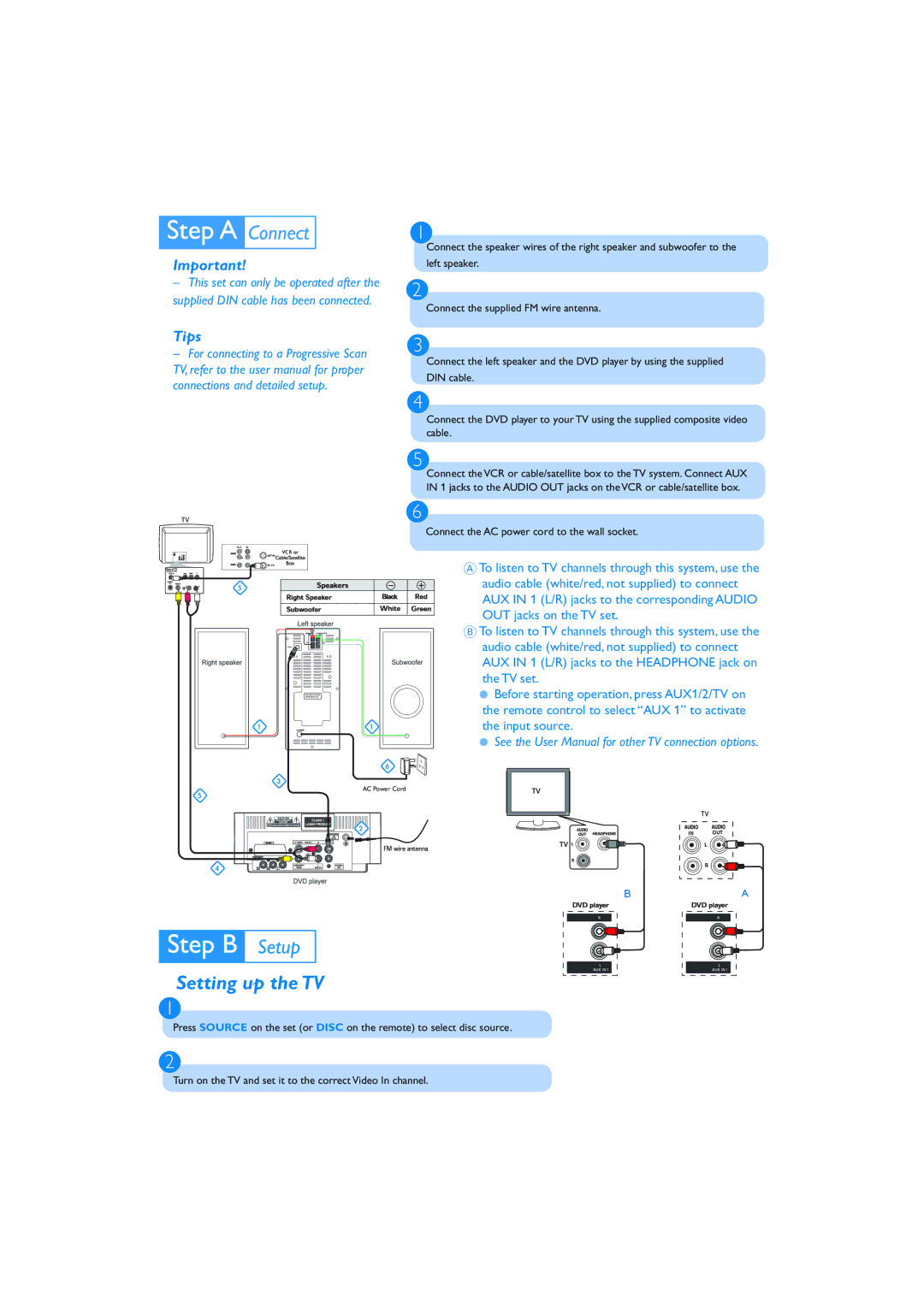 Philips MCD139B/05 quick start Setting up the TV, Tips 