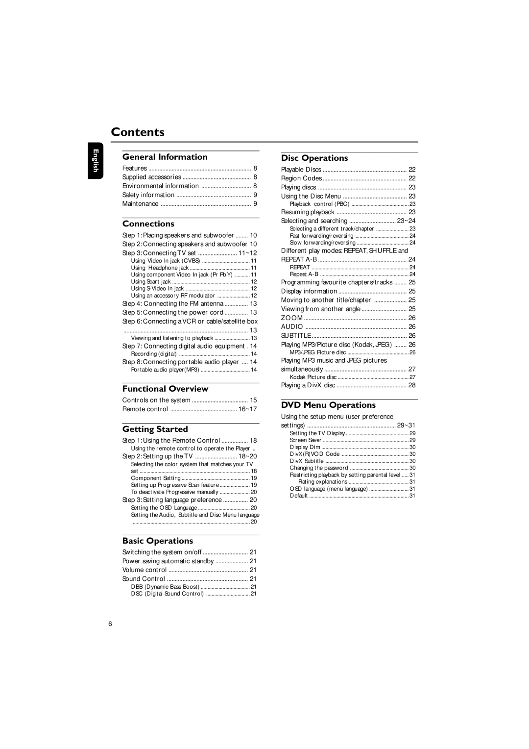 Philips MCD139B/12 user manual Contents 