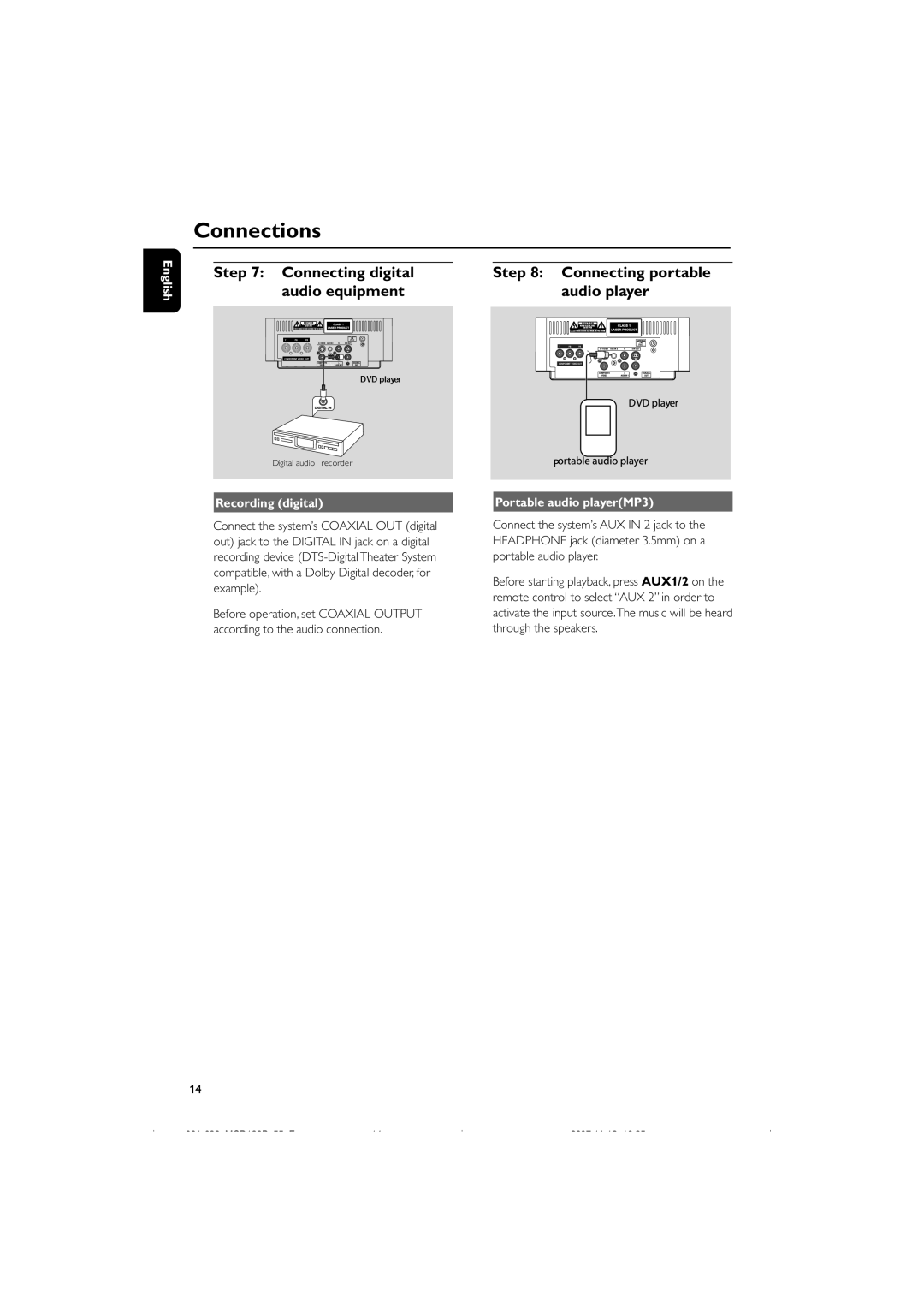 Philips MCD139B/55 user manual Recording digital, Portable audio playerMP3 