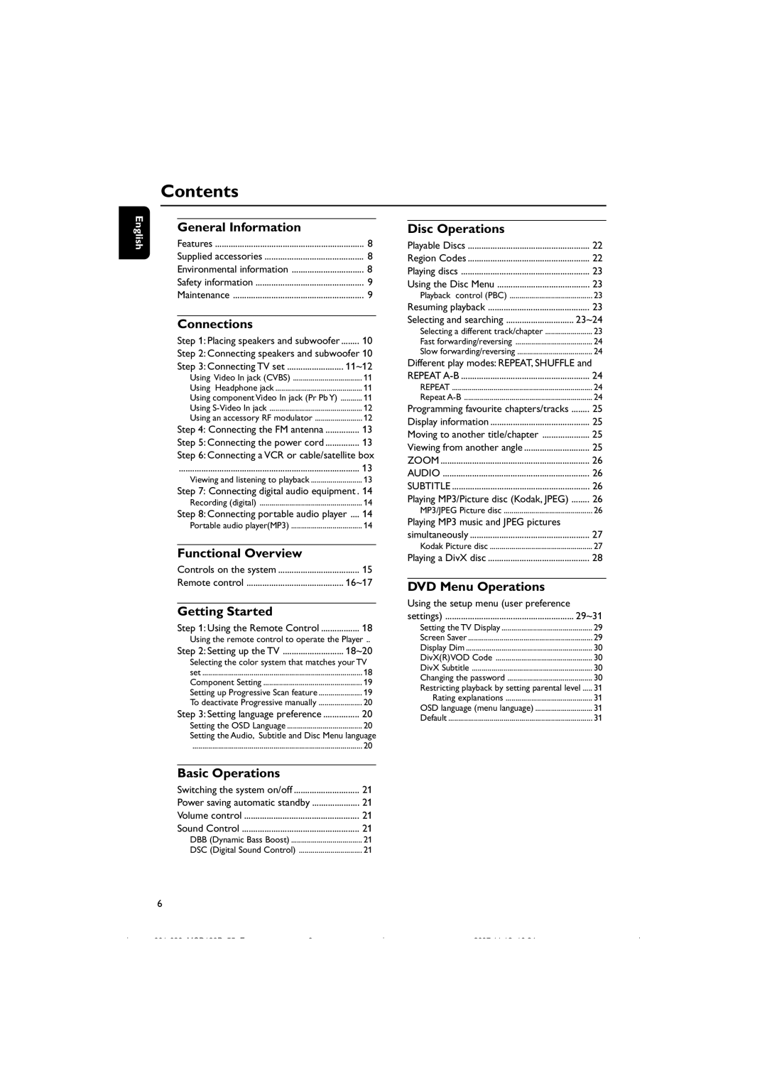 Philips MCD139B/55 user manual Contents 