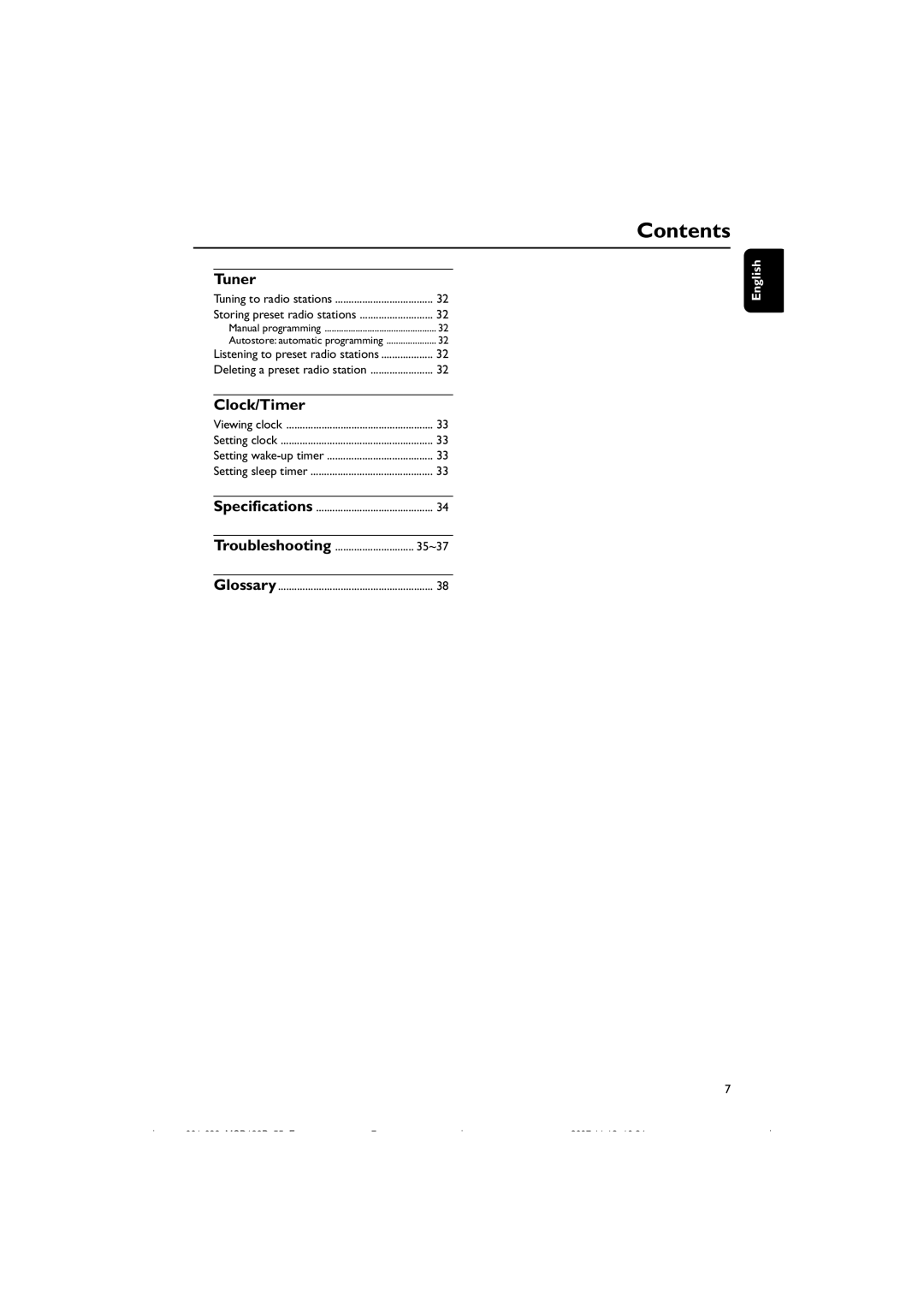 Philips MCD139B/55 user manual Tuner, Clock/Timer 