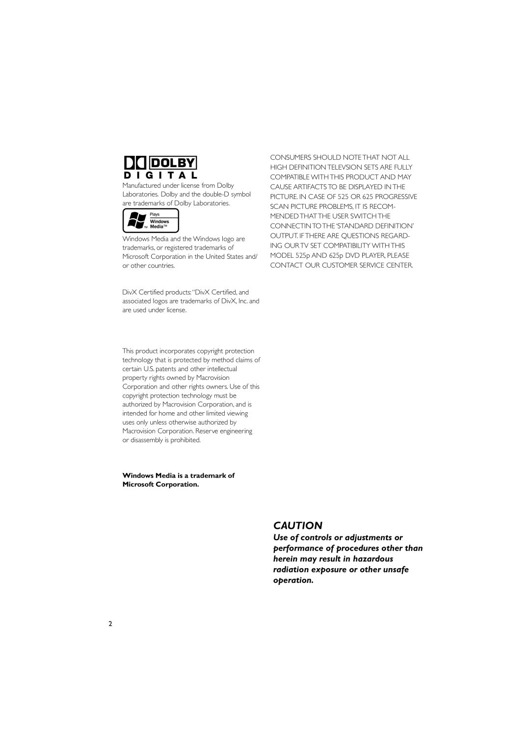 Philips MCD139B/58 user manual Windows Media is a trademark Microsoft Corporation 