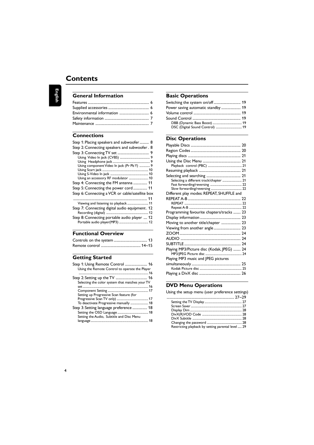 Philips MCD139B/58 user manual Contents 