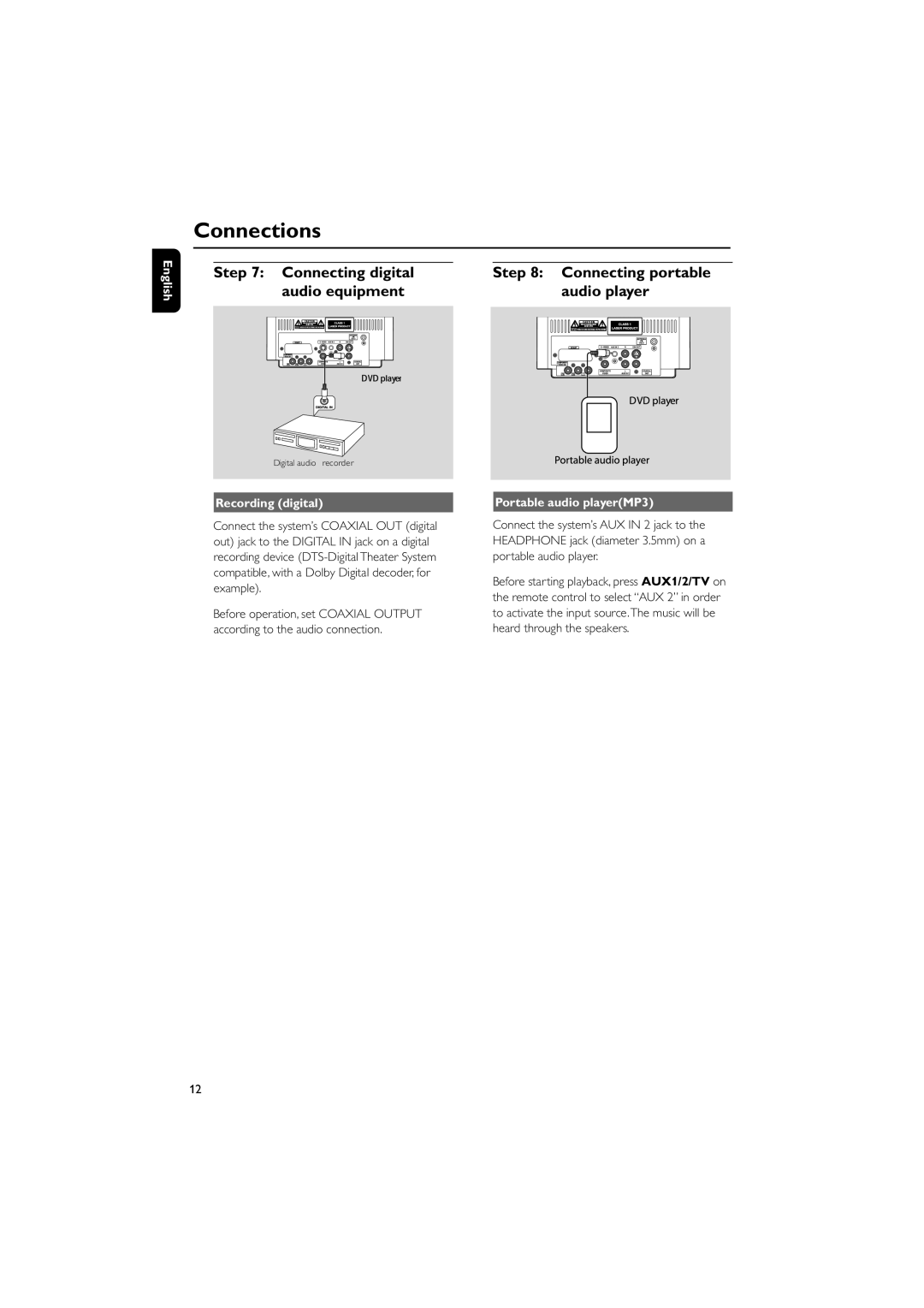 Philips MCD139BDVD user manual Recording digital, Portable audio playerMP3 