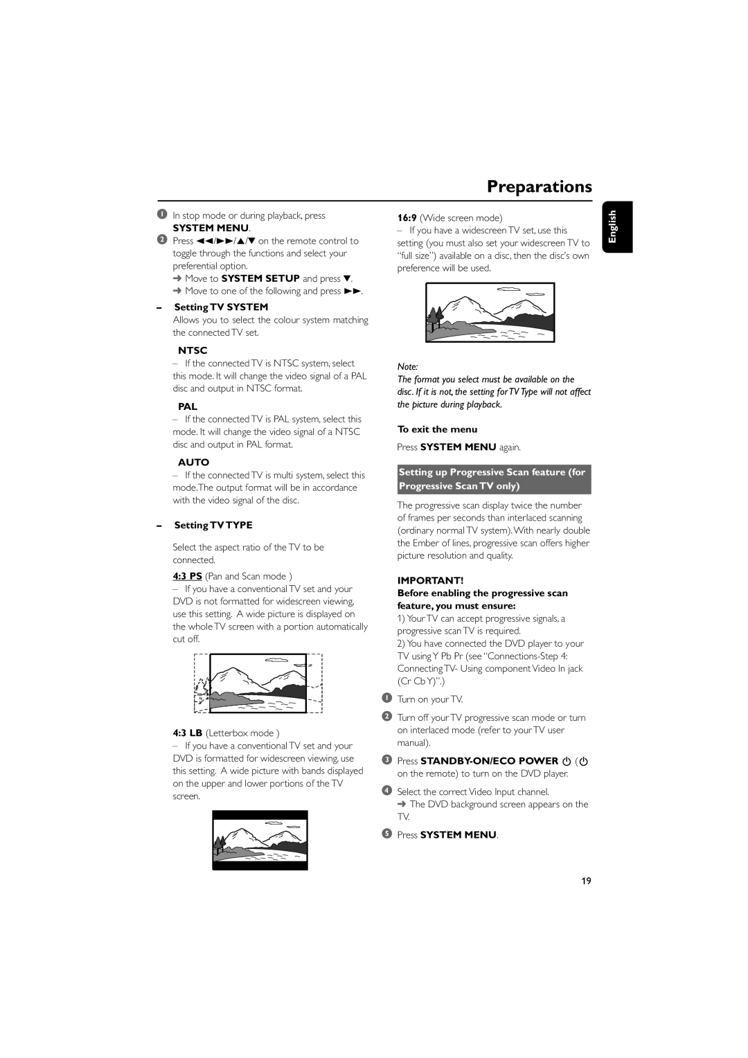 Philips MCD149/05 user manual System Menu, Ntsc, Pal, Auto 