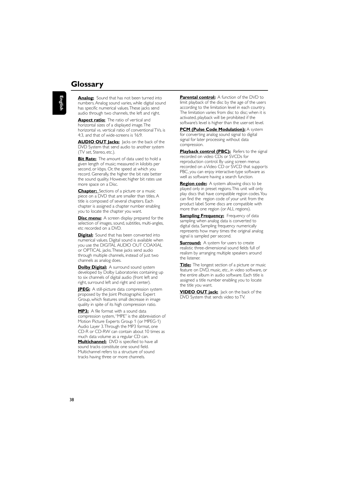 Philips MCD149/05 user manual Glossary 