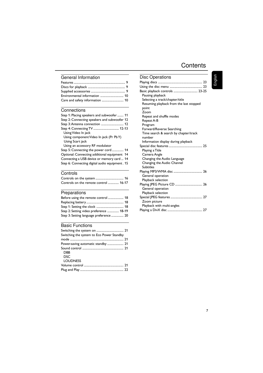 Philips MCD149/05 user manual Contents 