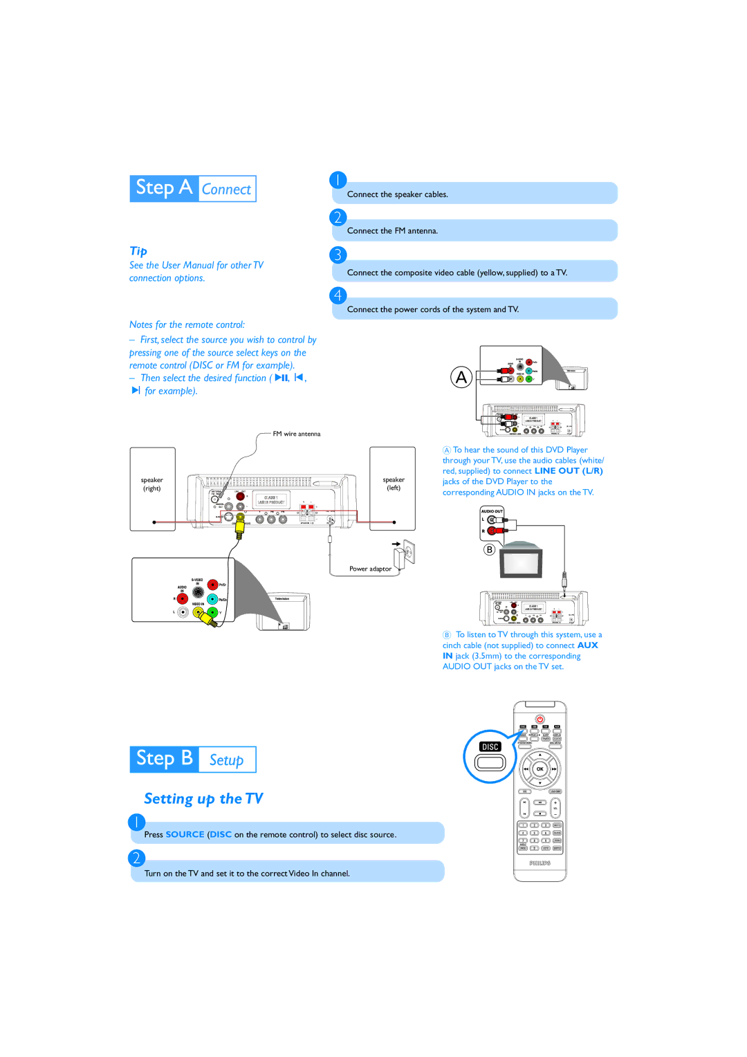 Philips MCD177 quick start Setting up the TV, Tip 