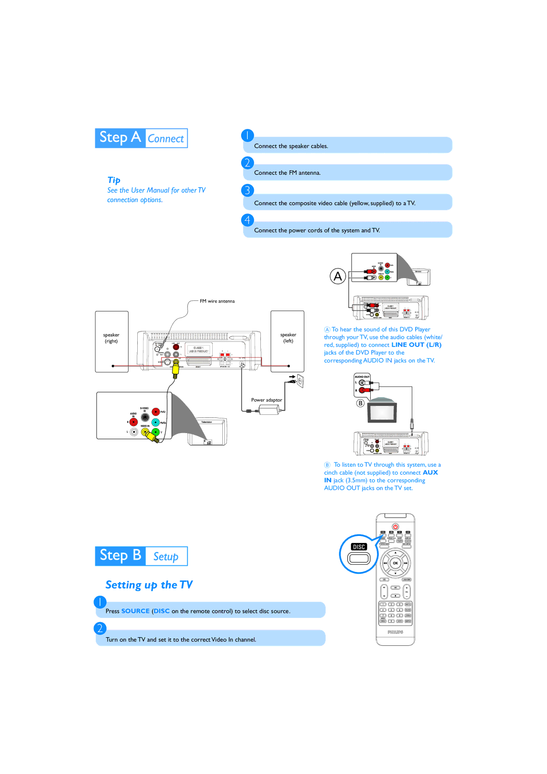 Philips MCD177/12 quick start Setting up the TV, Tip 