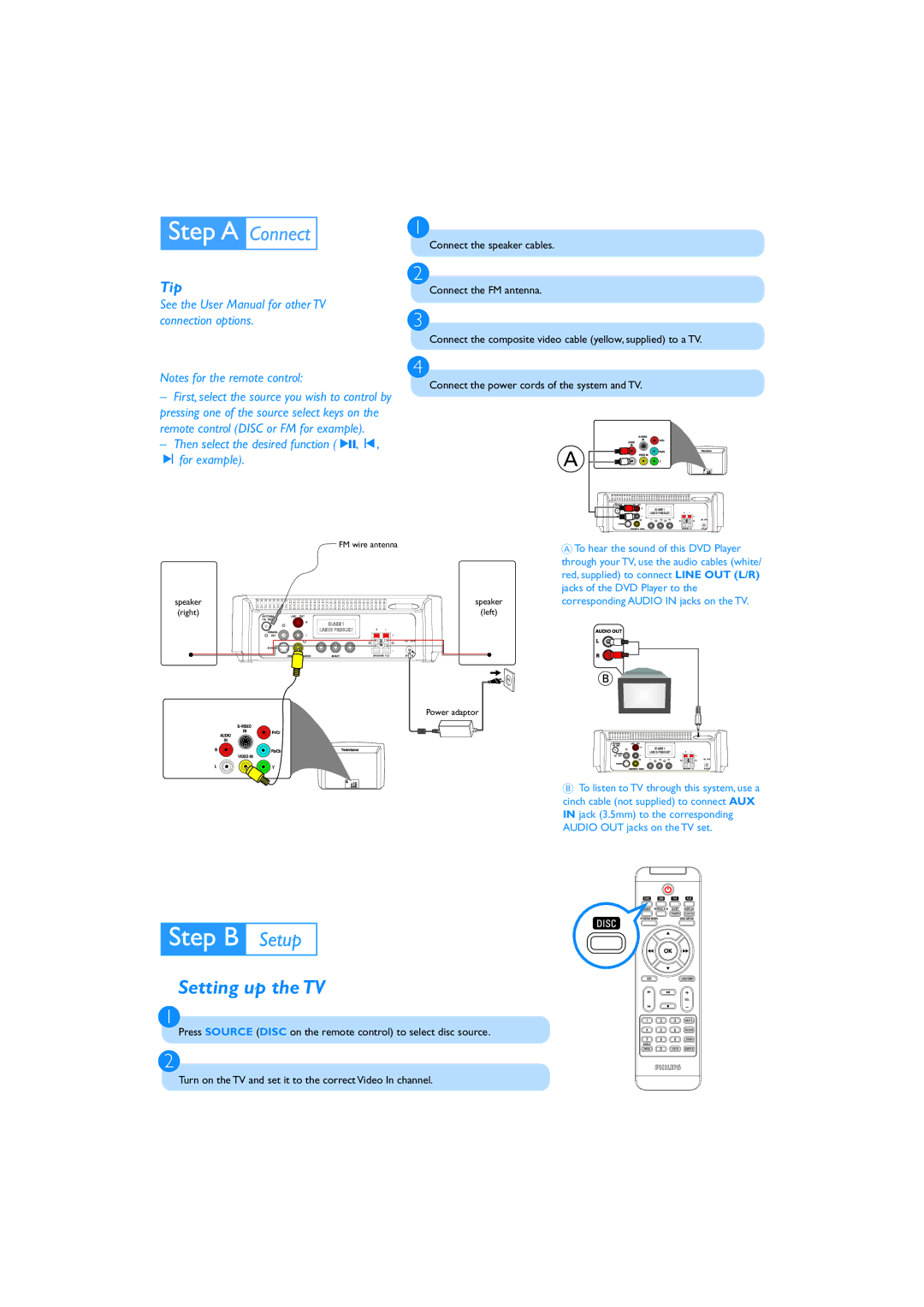 Philips MCD177/58 quick start Setting up the TV, Tip 