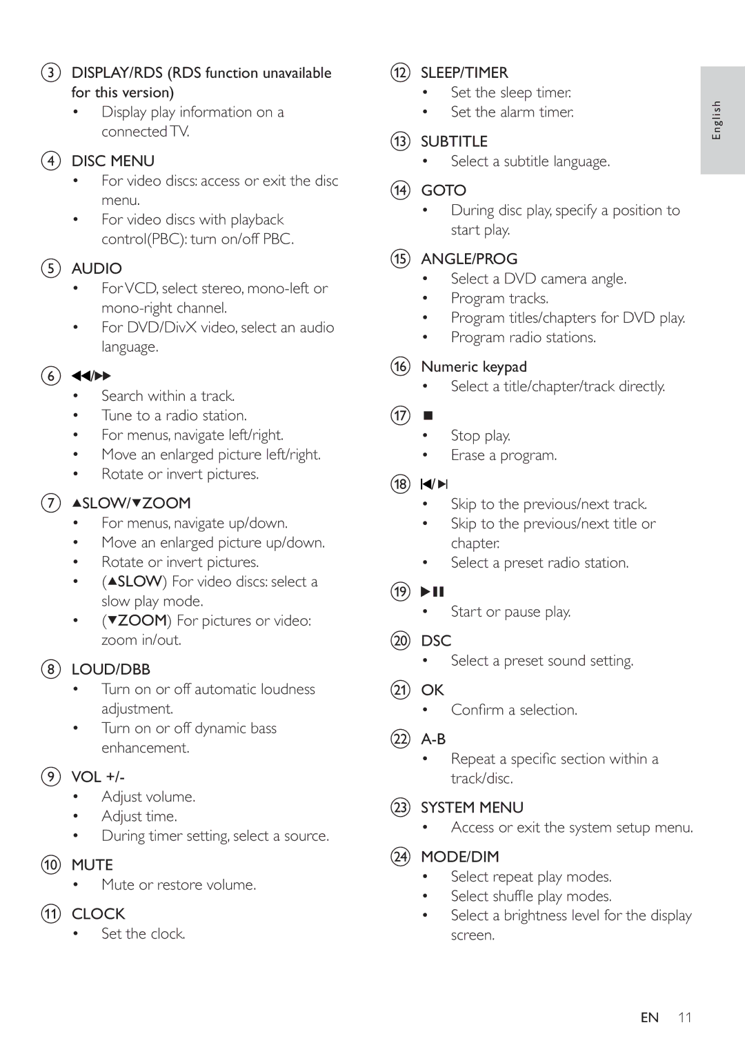 Philips MCD183 user manual For video discs with playback controlPBC turn on/off PBC 