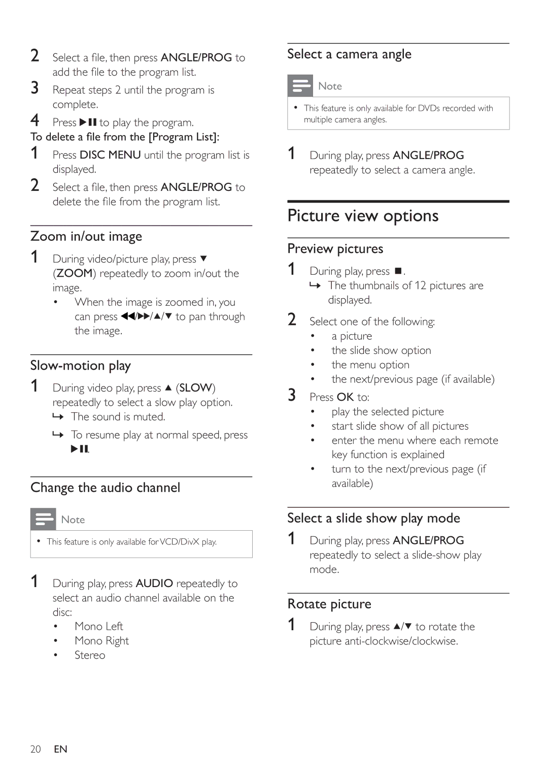 Philips MCD183 user manual Picture view options 