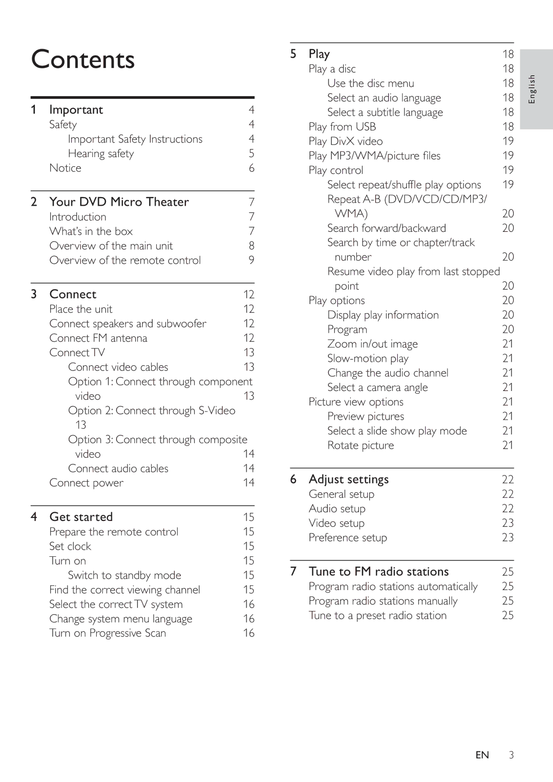 Philips MCD183 user manual Contents 