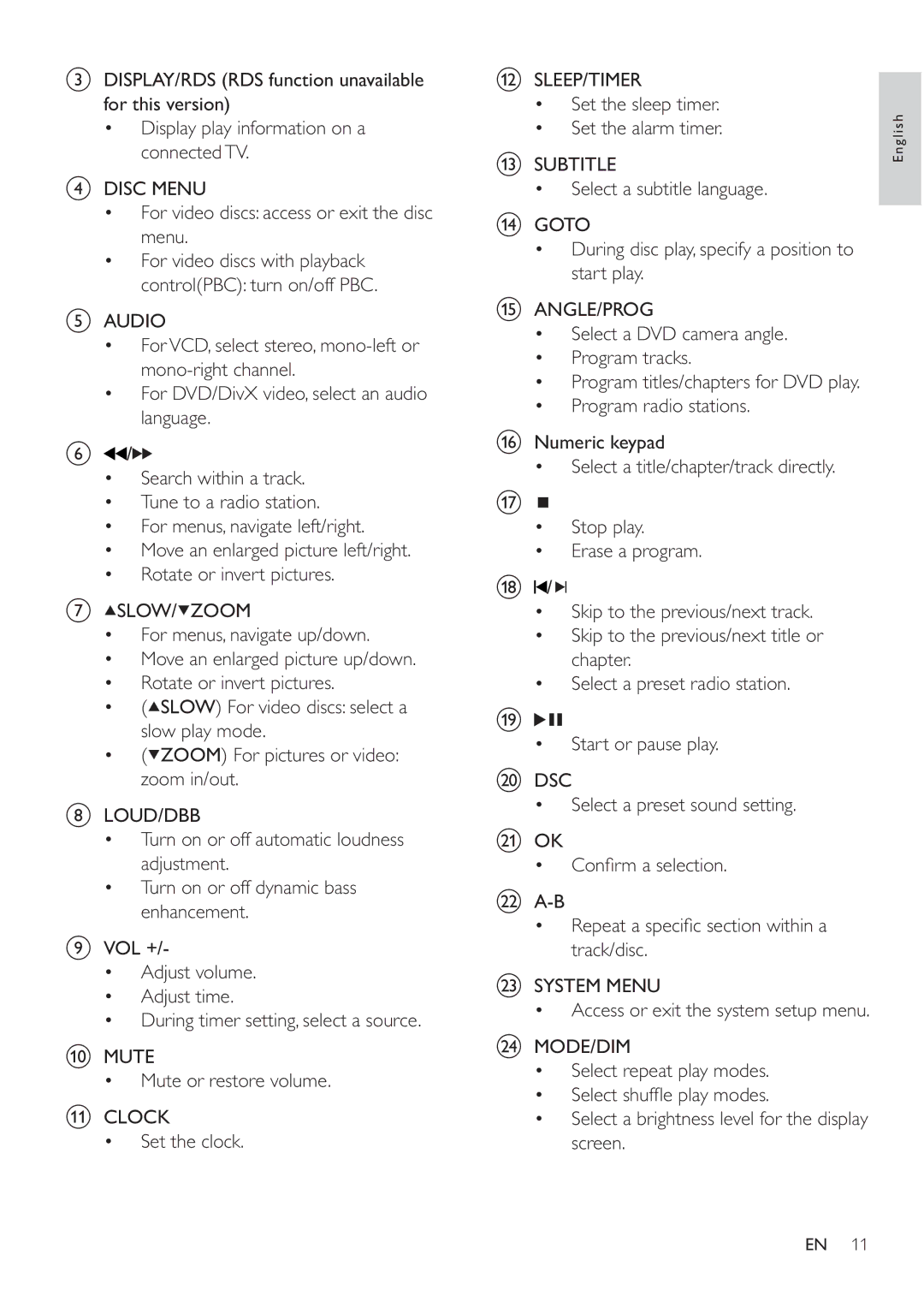 Philips MCD183/55 user manual For video discs with playback controlPBC turn on/off PBC 