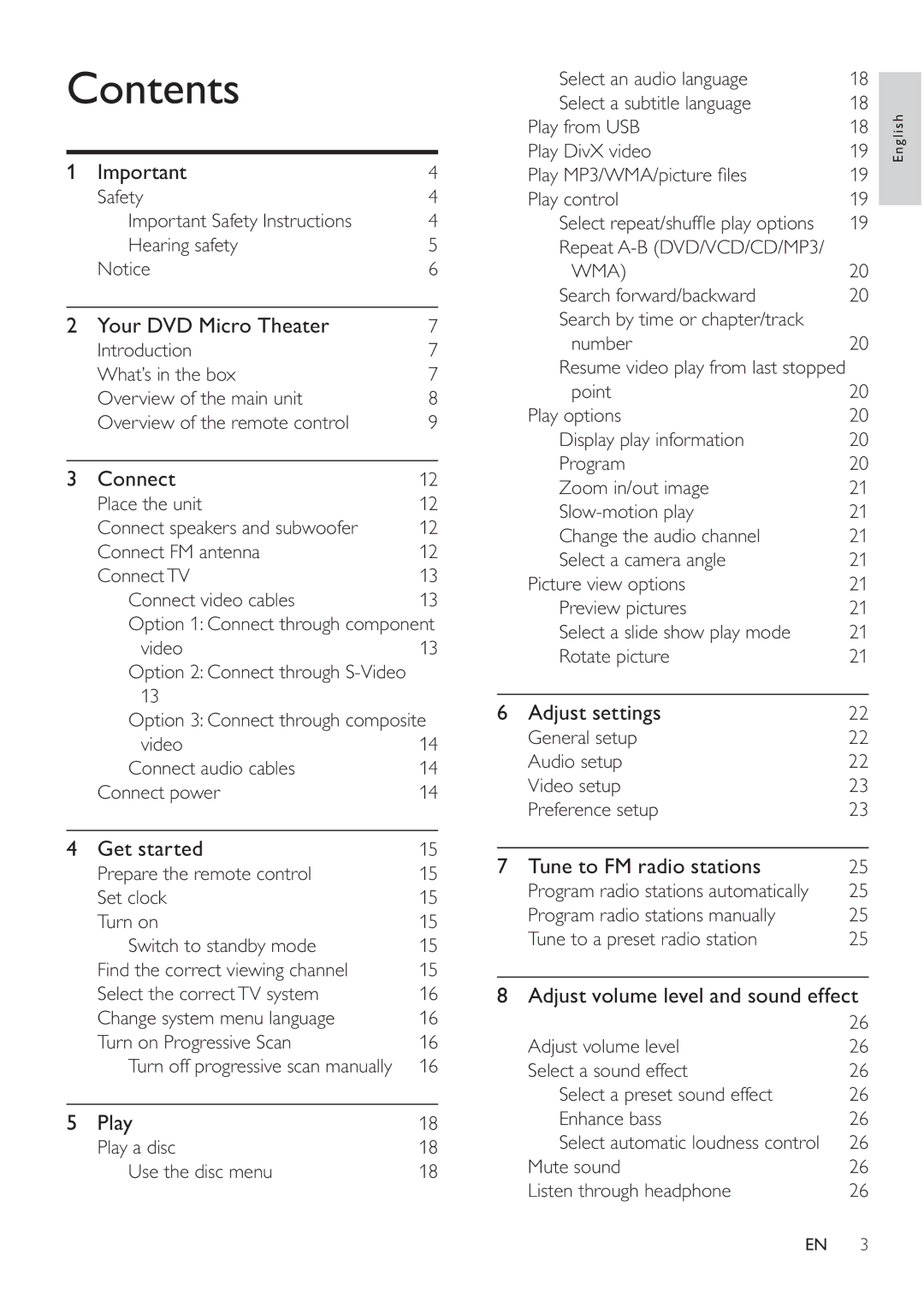 Philips MCD183/55 user manual Contents 