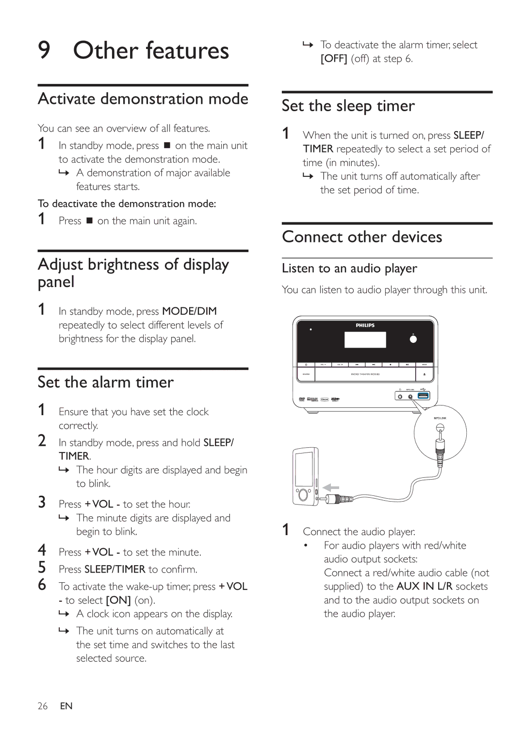 Philips MCD183/55 user manual Other features 