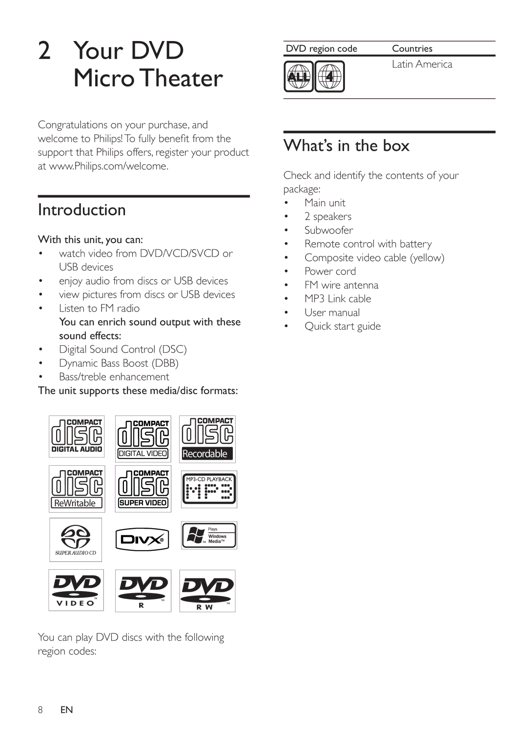 Philips MCD183/55 user manual Introduction, What’s in the box 