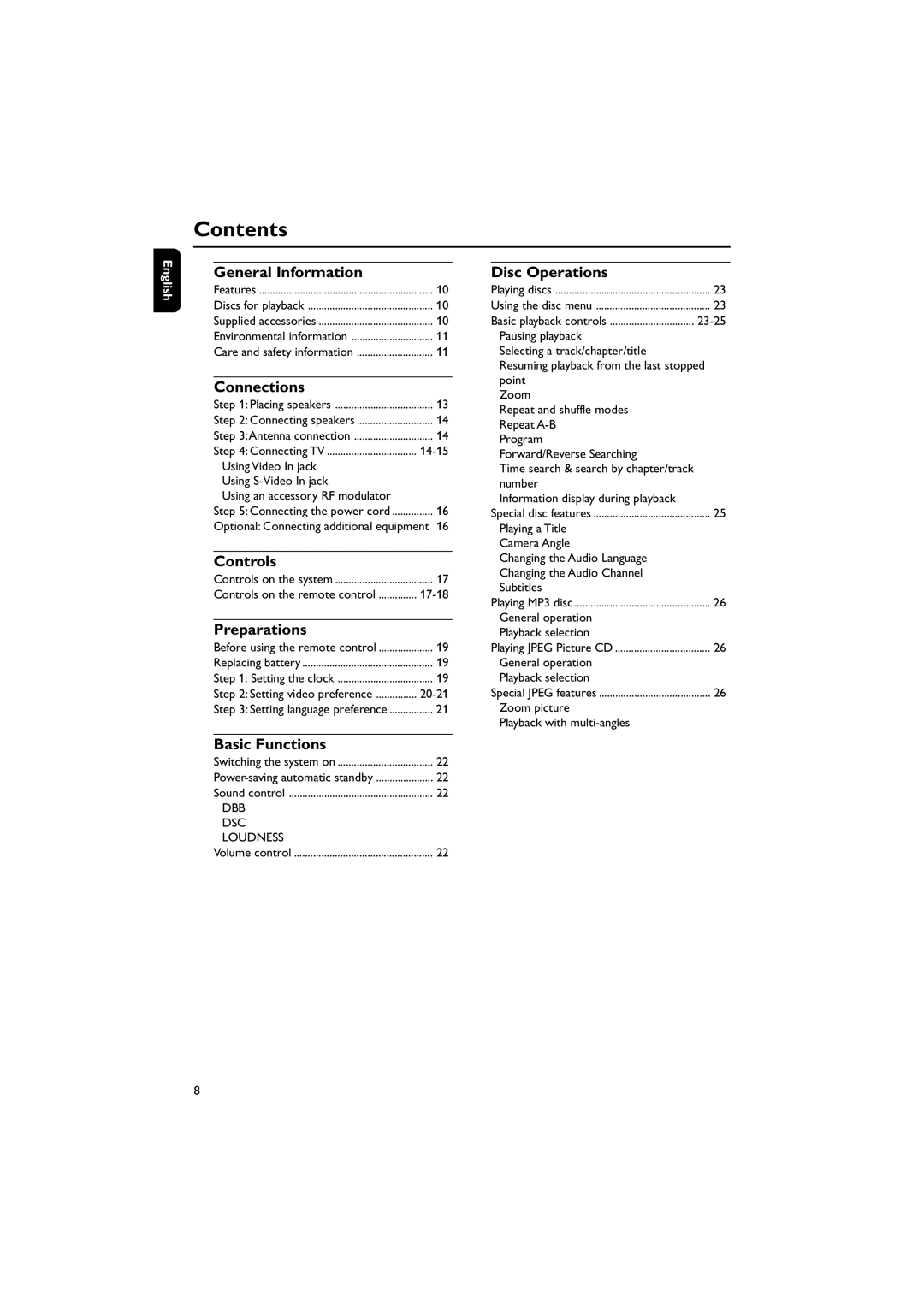 Philips MCD196 user manual Contents 