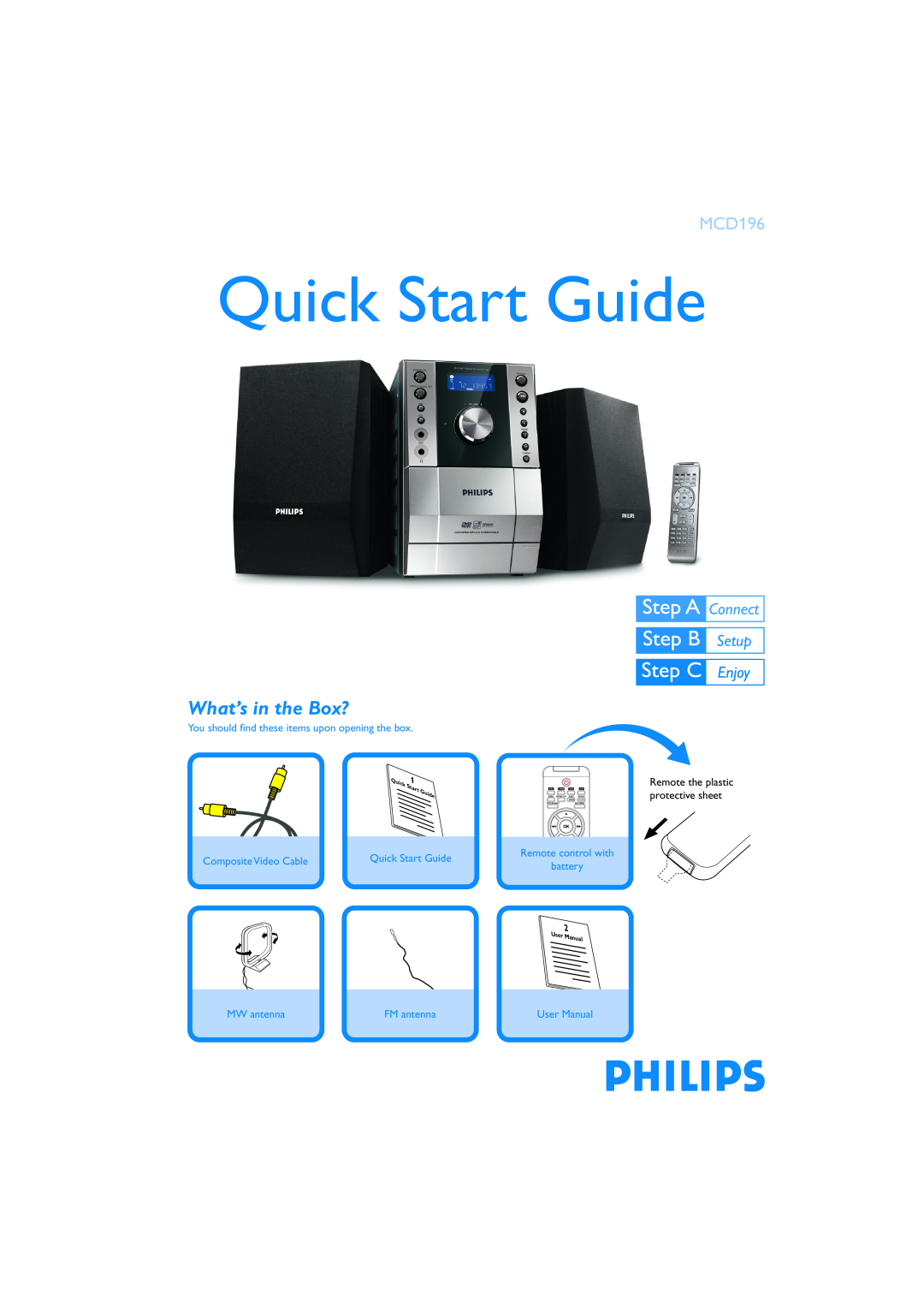 Philips PDCC-ZC-0717 quick start What’s in the Box?, You should find these items upon opening the box, Quick Start Guide 