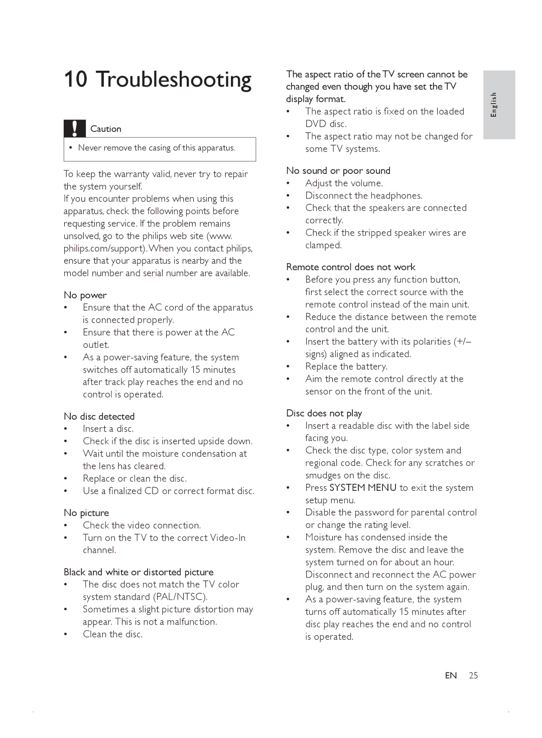 Philips MCD2010 user manual Troubleshooting 