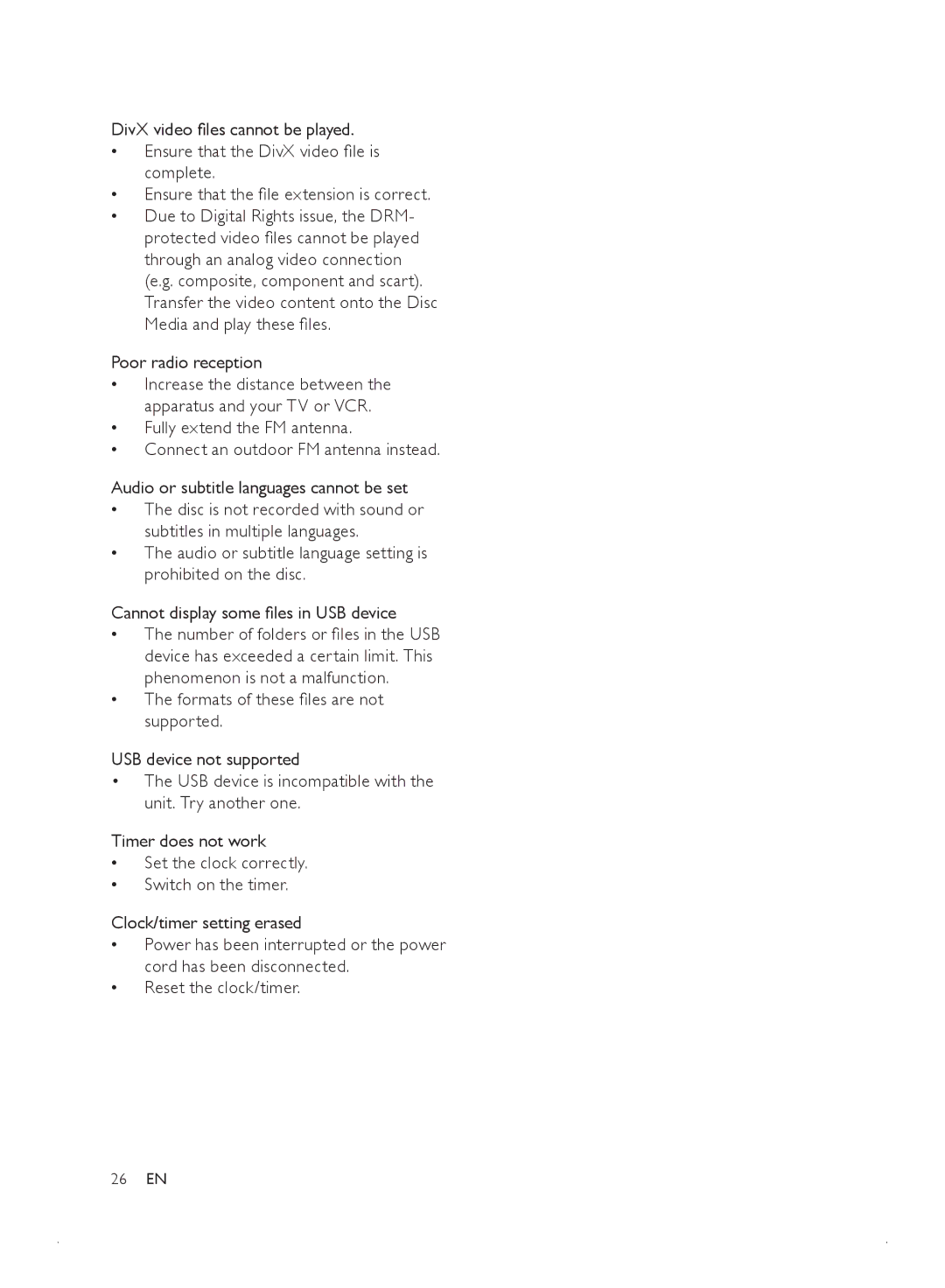 Philips MCD2010 user manual Poor radio reception 