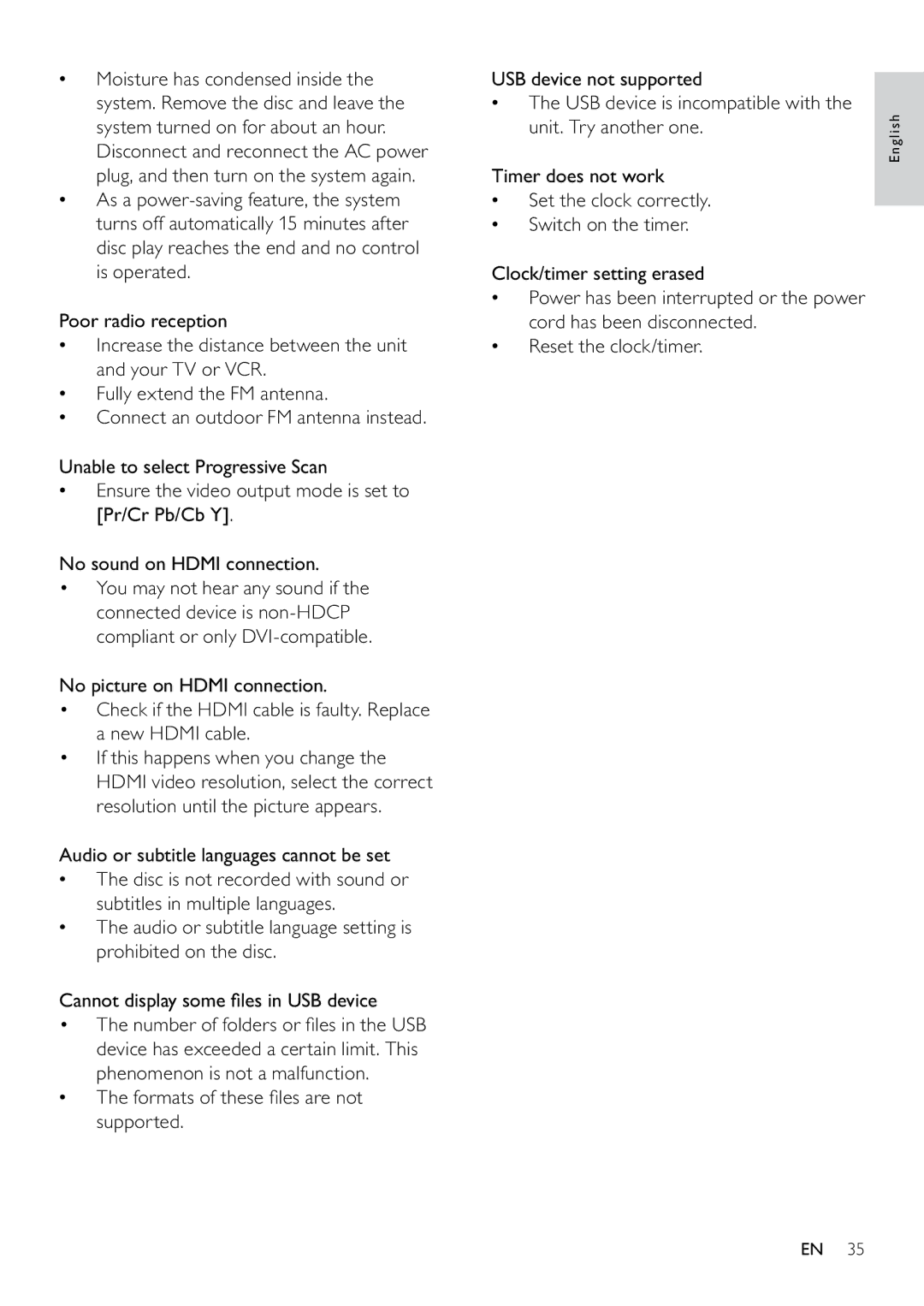 Philips MCD263/55, DCM263/55 user manual Audio or subtitle languages cannot be set 