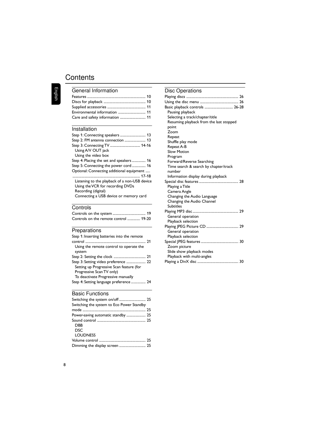 Philips MCD288 user manual Contents 