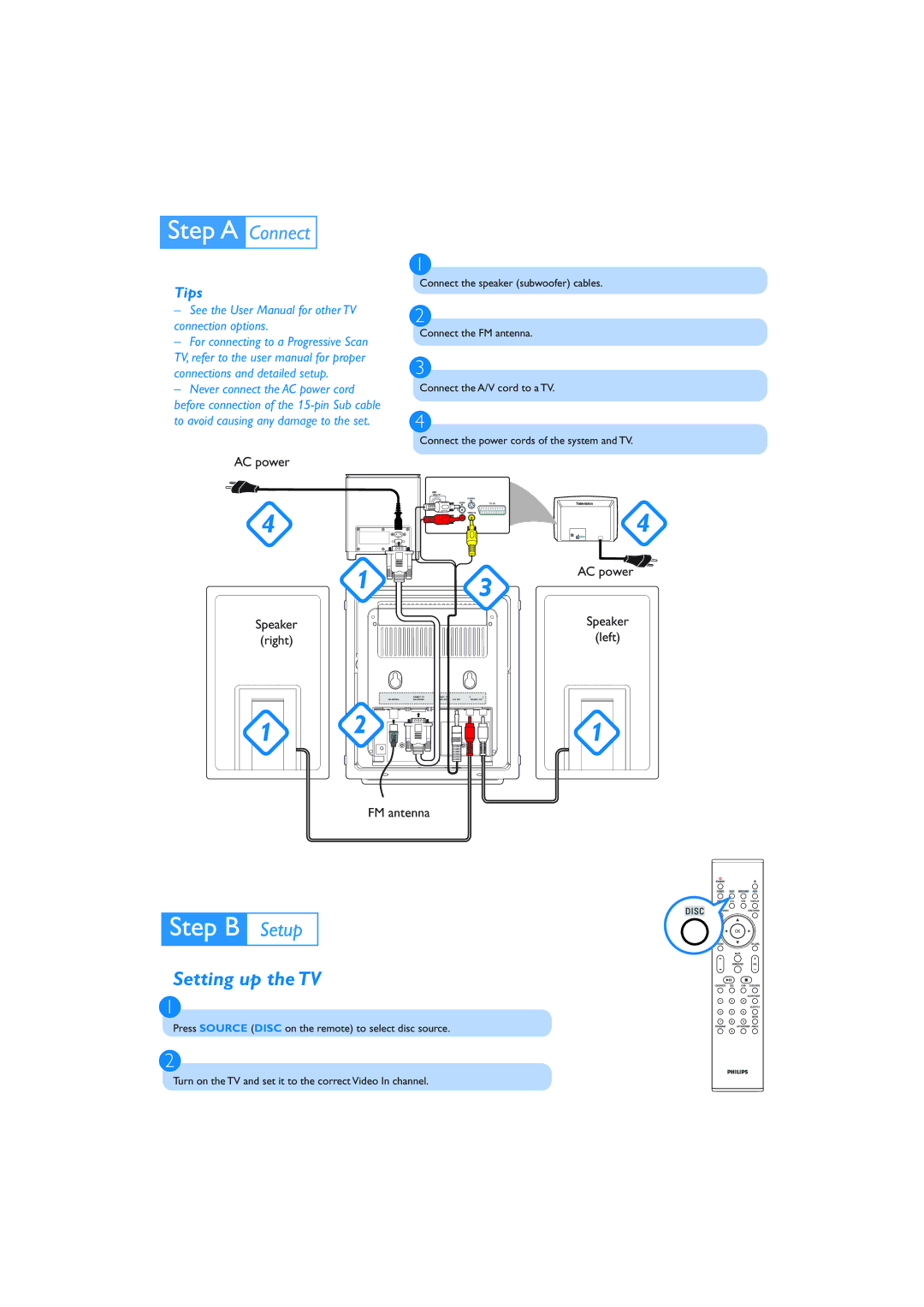 Philips MCD288/12, JW-0611 GB quick start Setting up the TV, Tips 