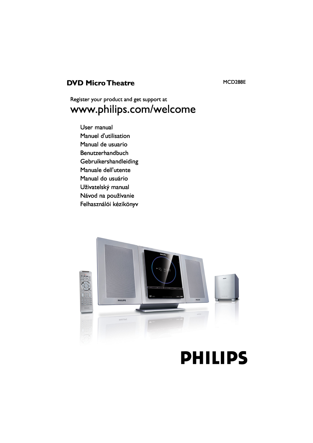 Philips MCD288E/12 user manual DVD Micro Theatre, User manual Manuel dutilisation Manual de usuario Benutzerhandbuch 