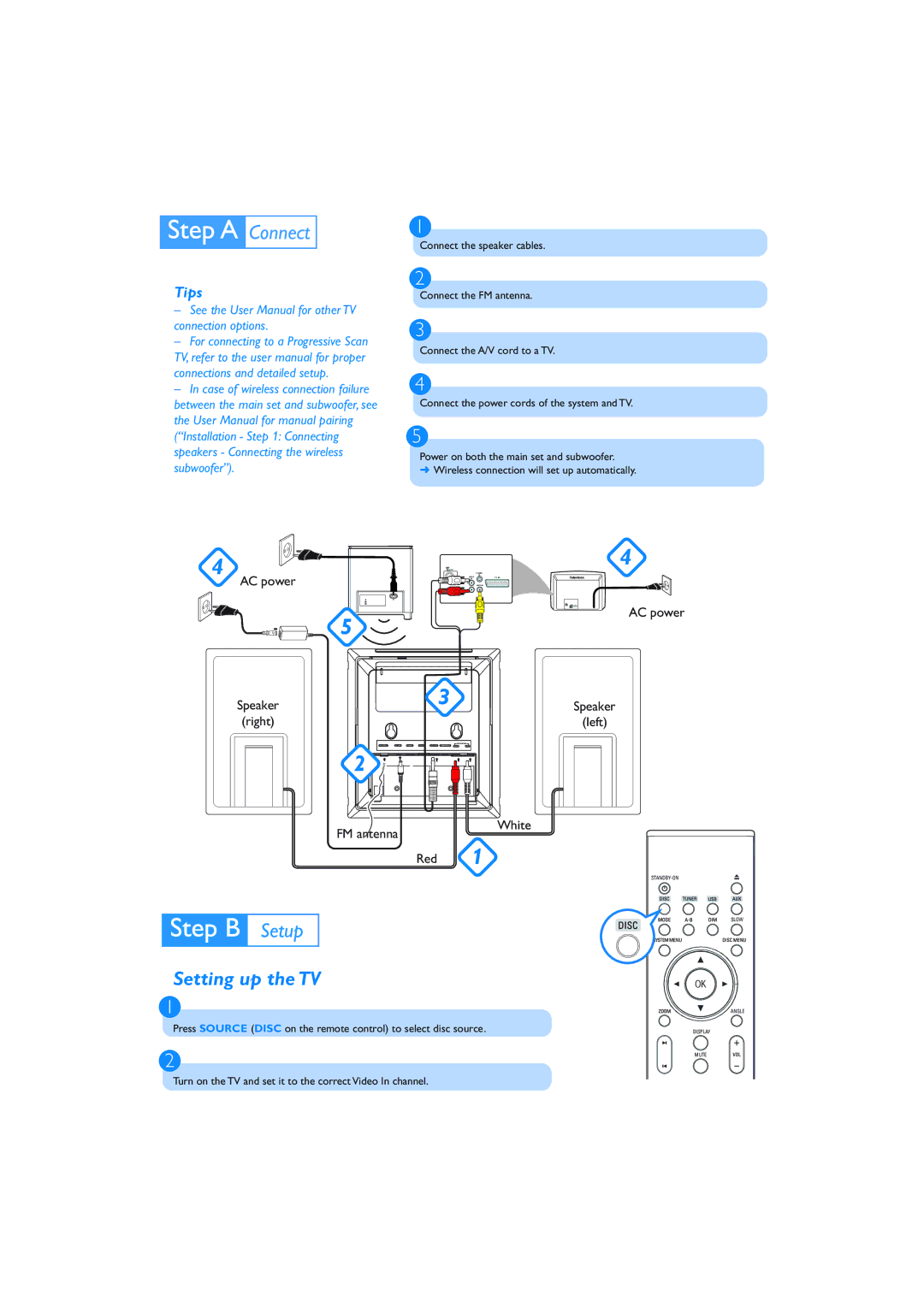 Philips MCD289/05 quick start Setting up the TV, Tips 