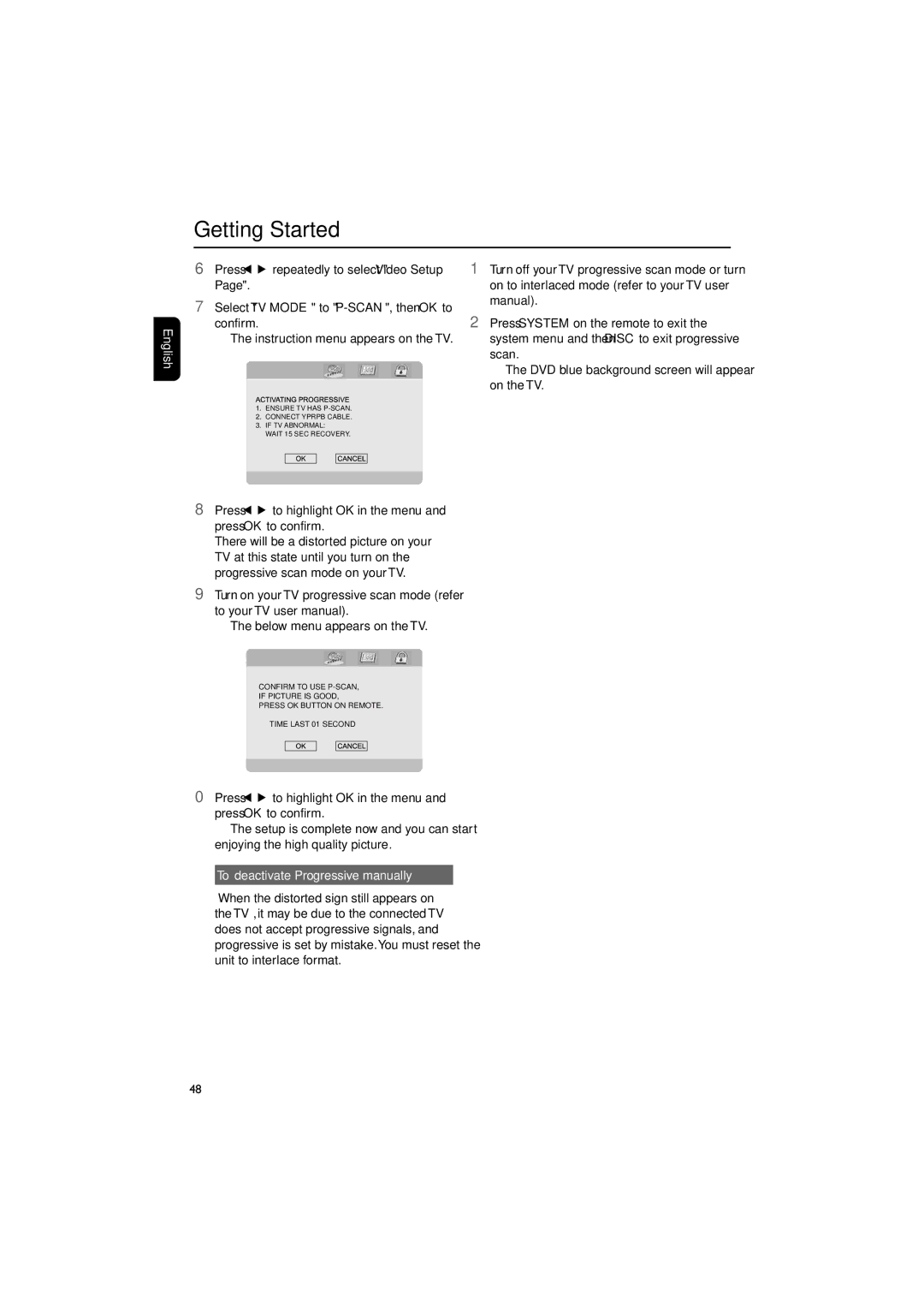 Philips MCD300/93 To deactivate Progressive manually 