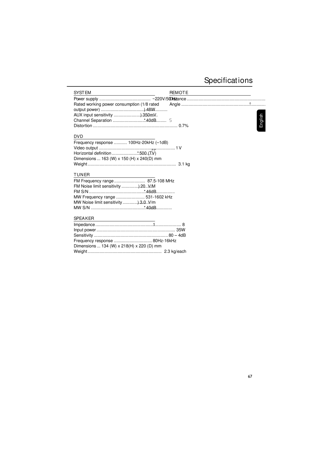 Philips MCD300/93 manual Specifications 