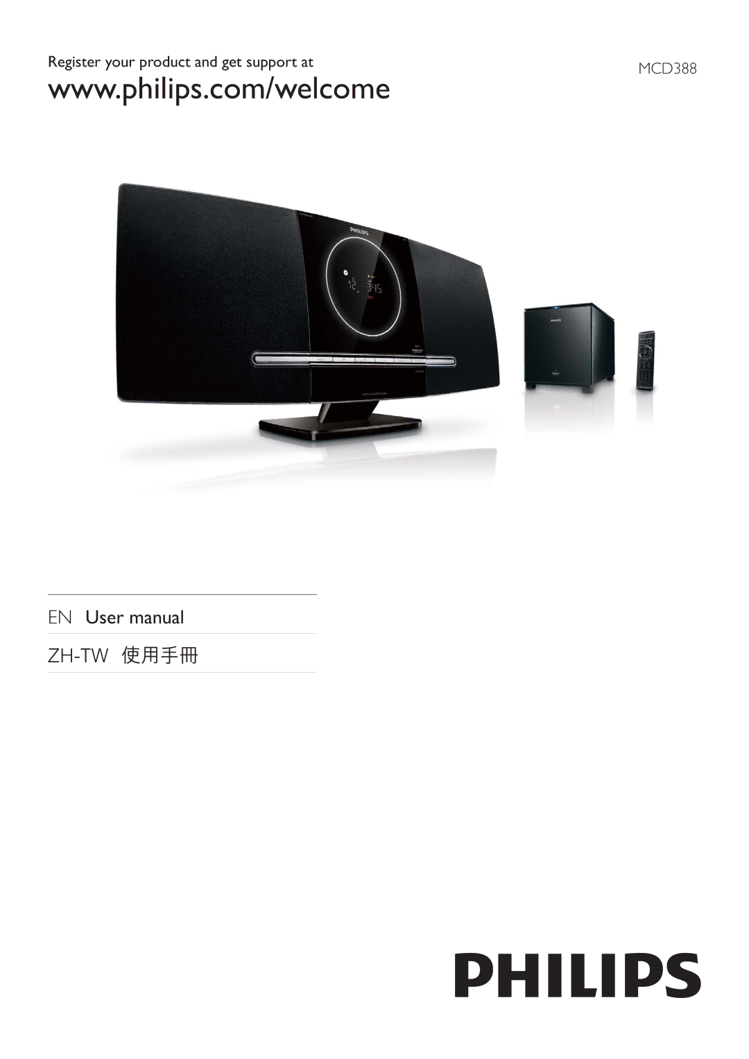 Philips MCD388 user manual Register your product and get support at 