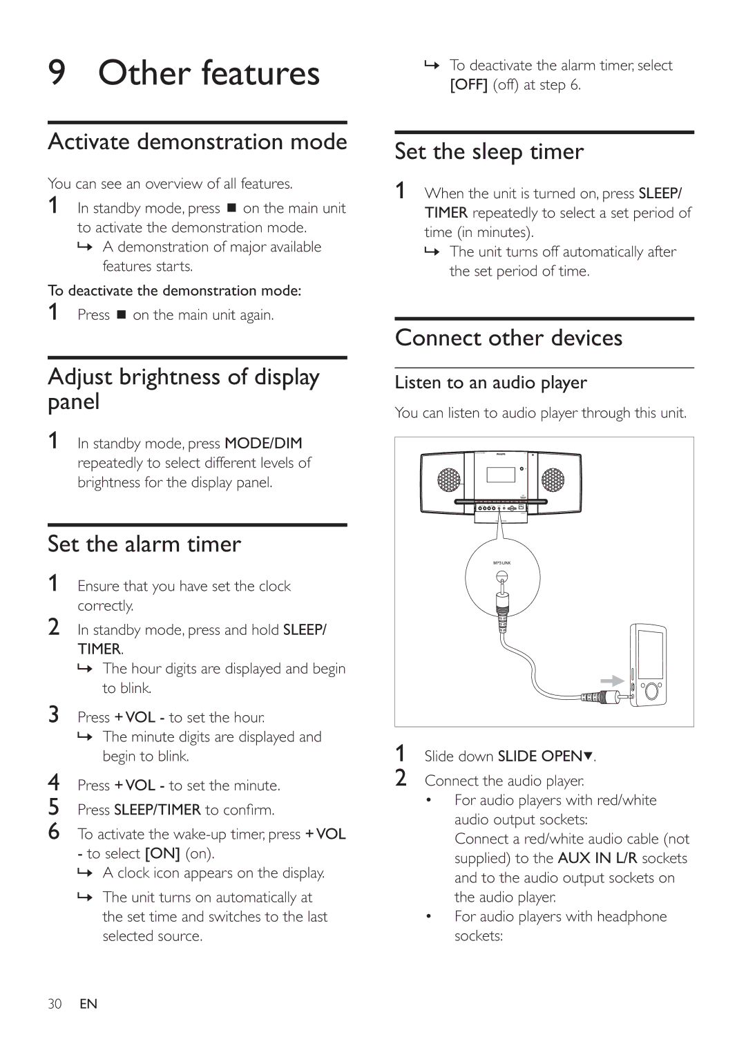 Philips MCD388 user manual Other features 