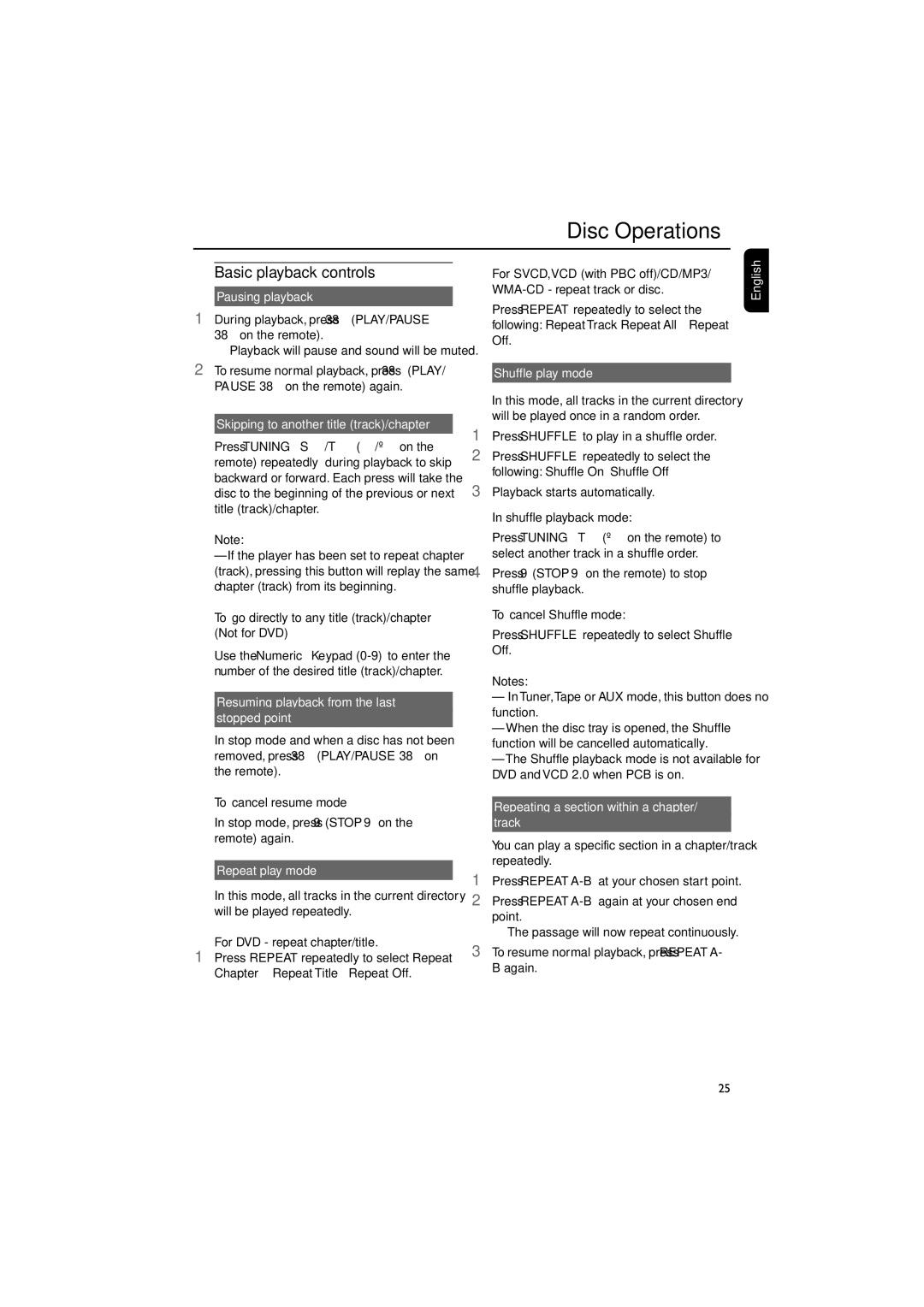 Philips MCD510/21 manual Basic playback controls 