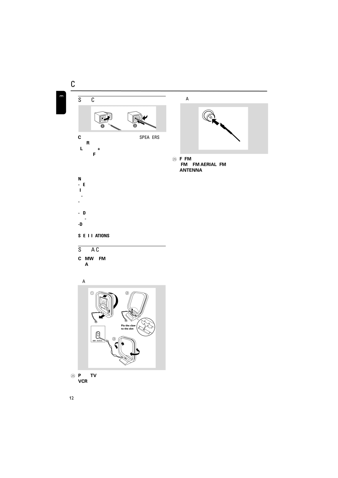 Philips MCD510/25 user manual Connections, Connecting speakers, Antennas Connection, MW Antenna 