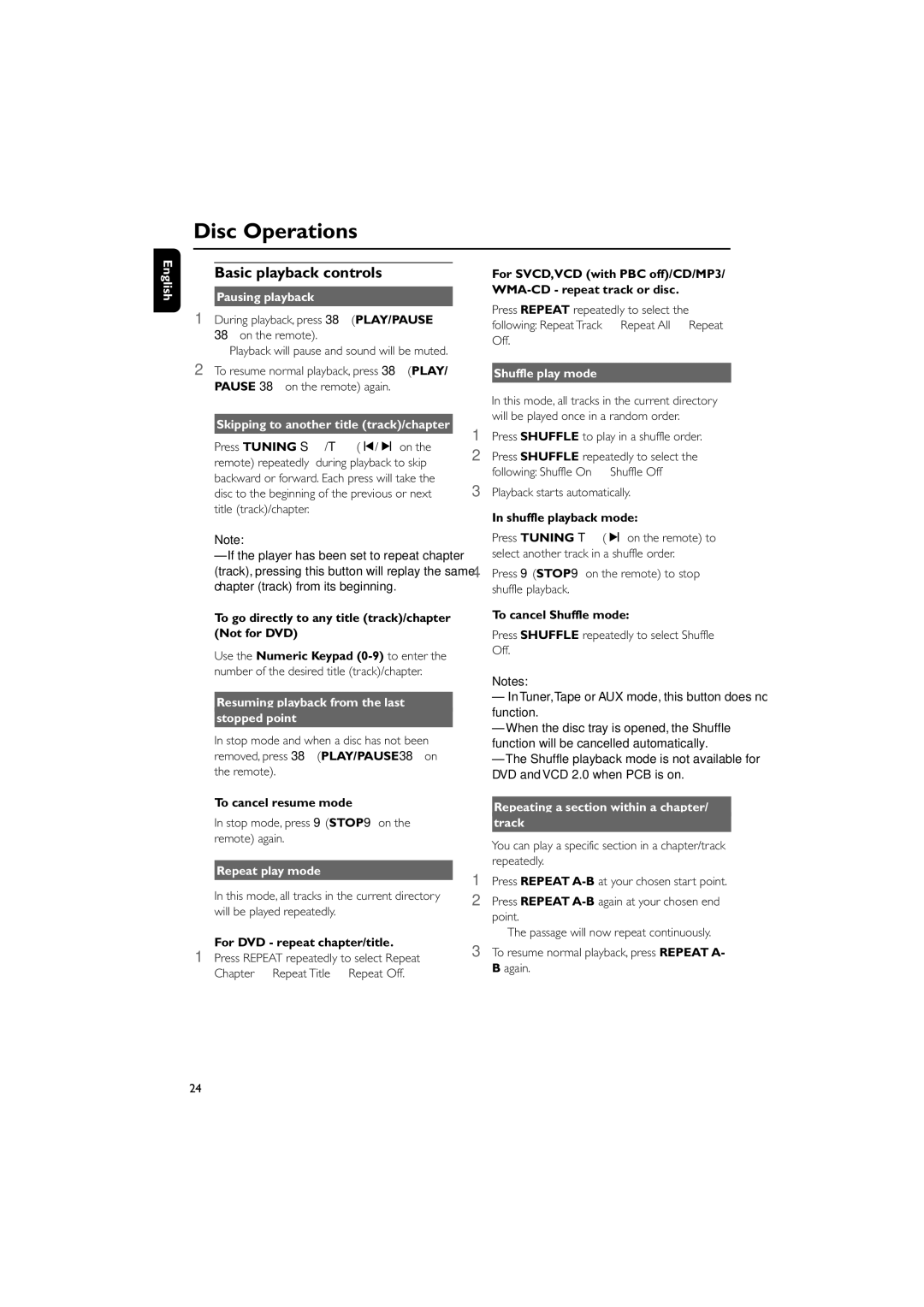 Philips MCD510/25 user manual Basic playback controls 